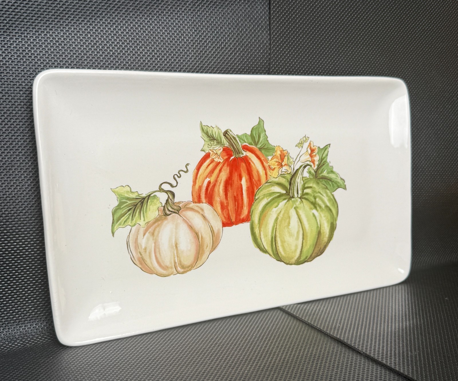 Sur La Table Pumpkin Fall Harvest Rectangular Serving Platter 14″X8″ Earthenware