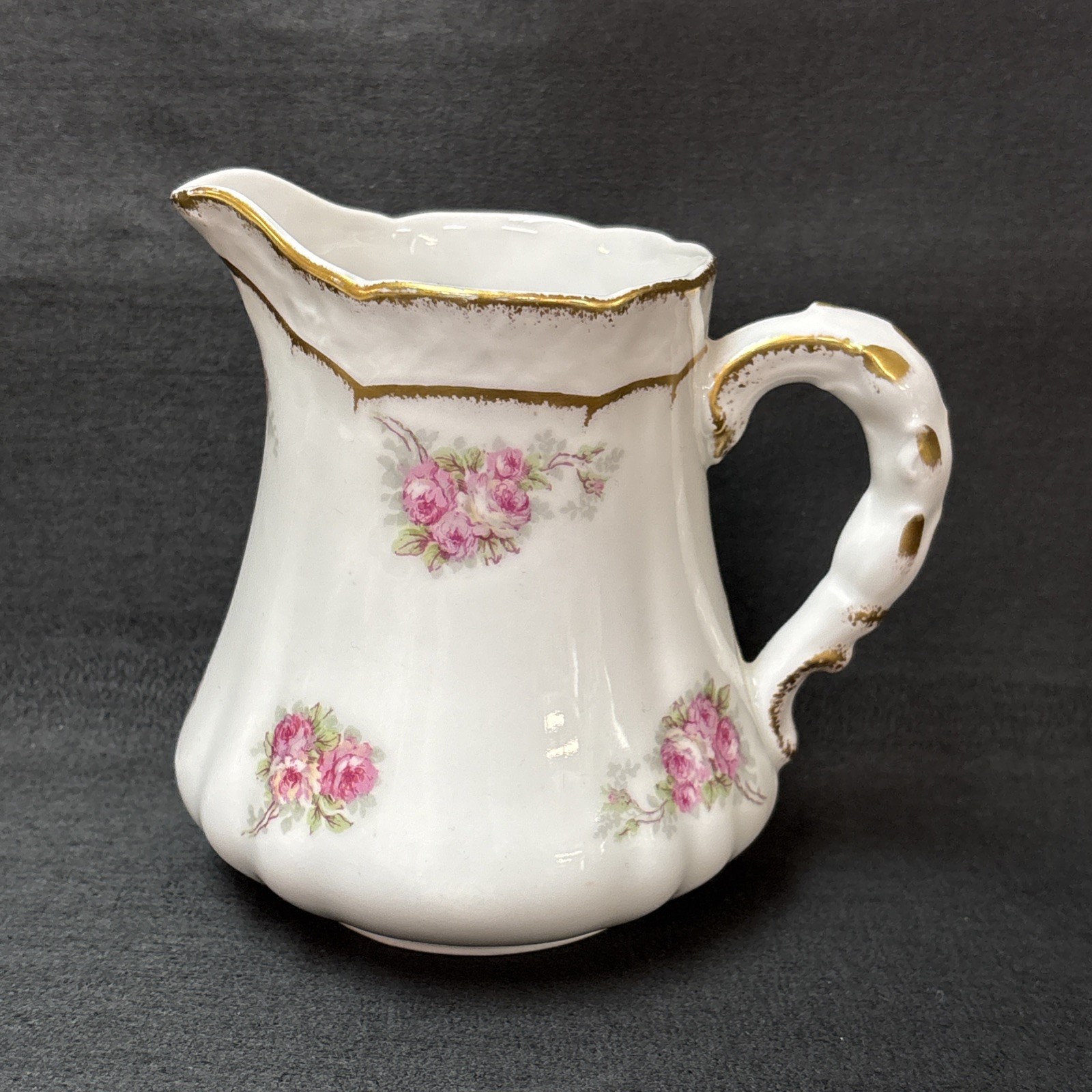 Vintage Coronet Pink Roses and Gold Trim, Limoges France Creamer 4 1/8 Inches