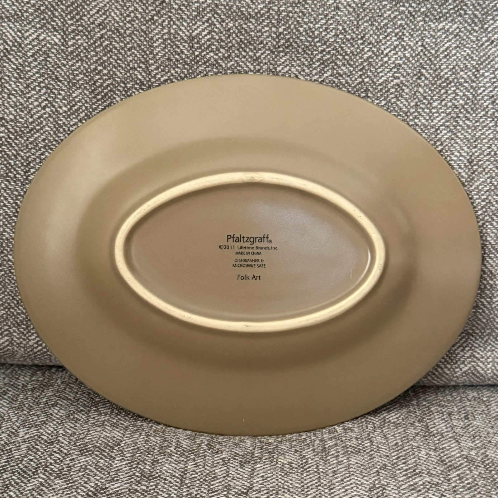 Rare Pfaltzgraff Folk Art “Bless This House” Plate Oval Stoneware Folk Art Plate