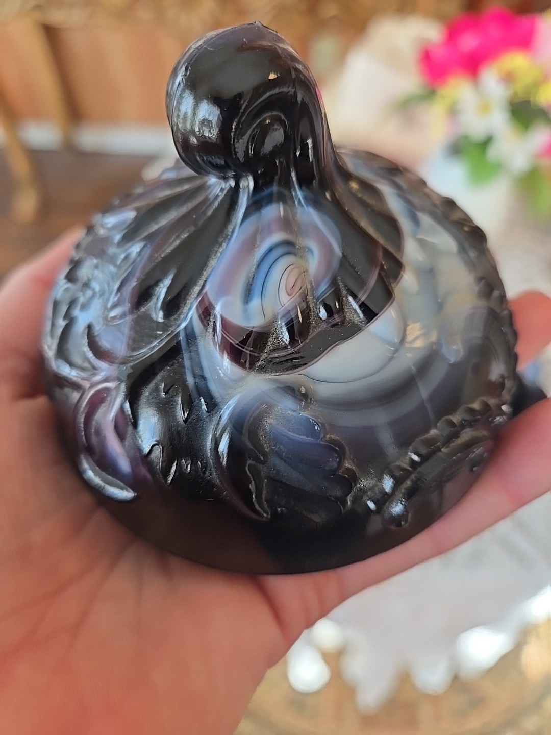 Imperial Vintage Purple Slag Glass Candy Dish Lidded Dish EXC