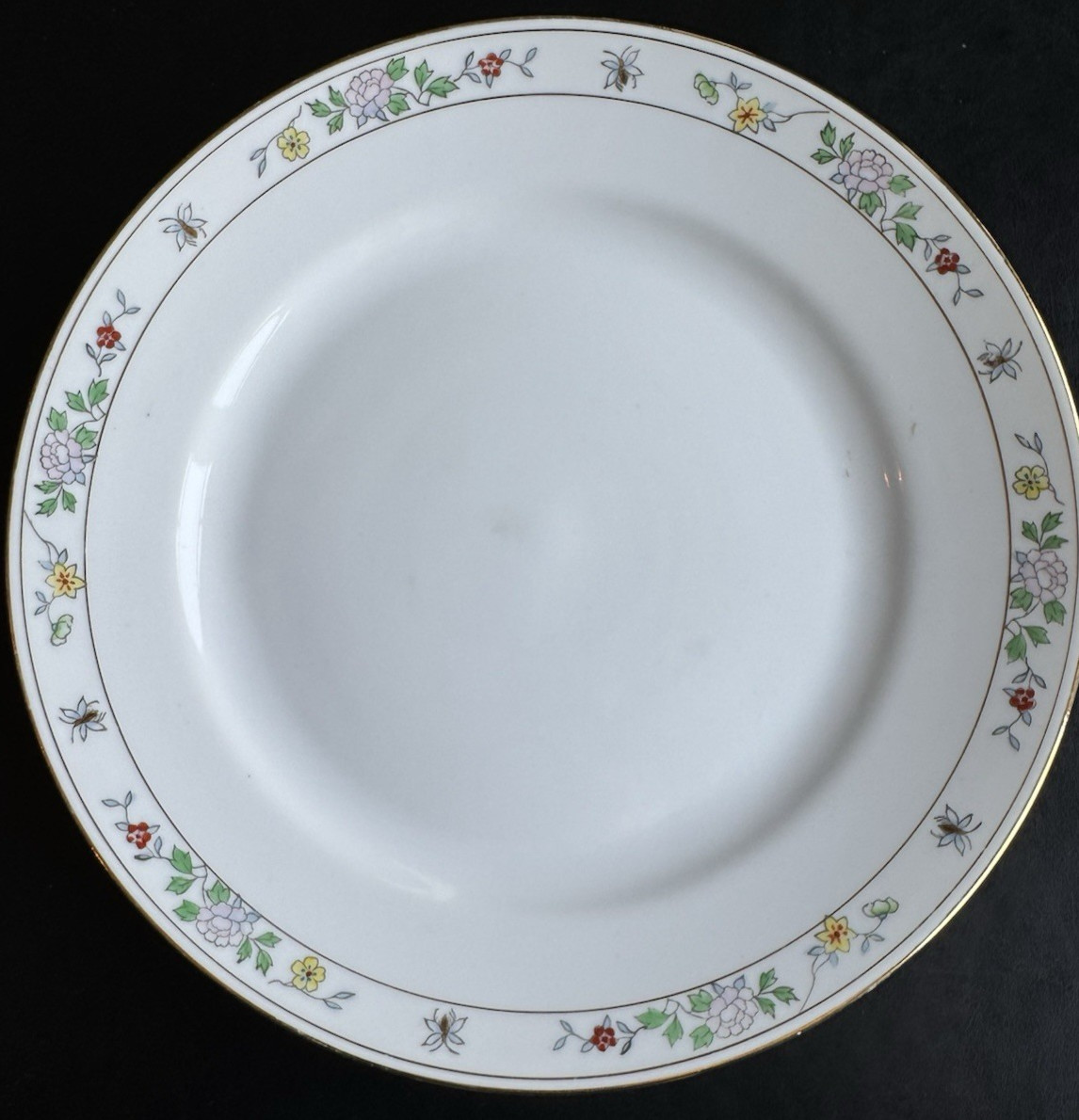 Noritake N1611 Field Japan (6) Dinner Plates Flowers Bees Rare Gold Hand Painted