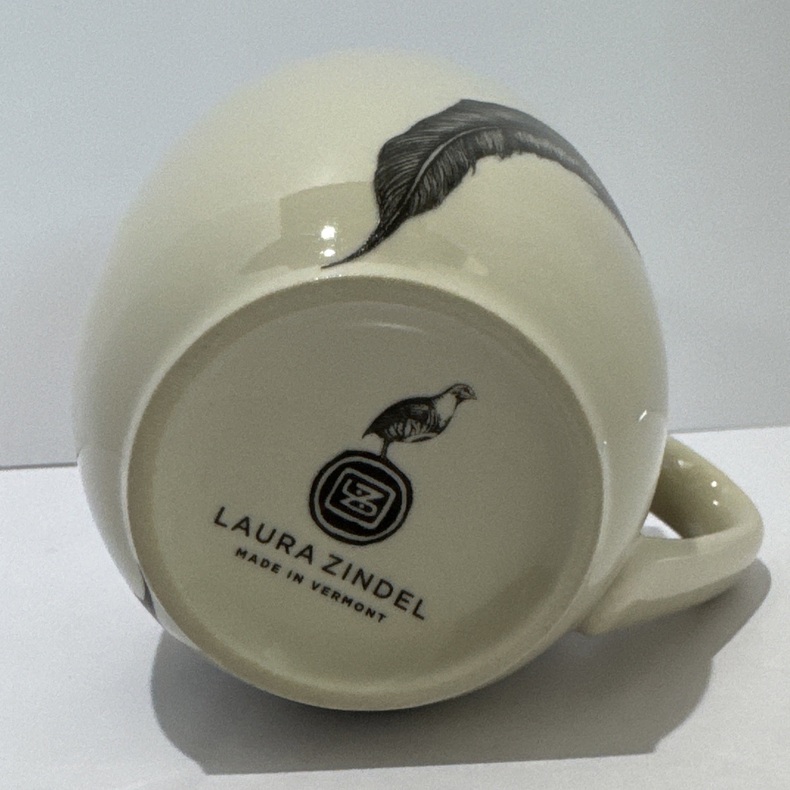 Laura Zindel Quail Feather Stoneware Coffee Mug 16 oz Nature Bird Wildlife
