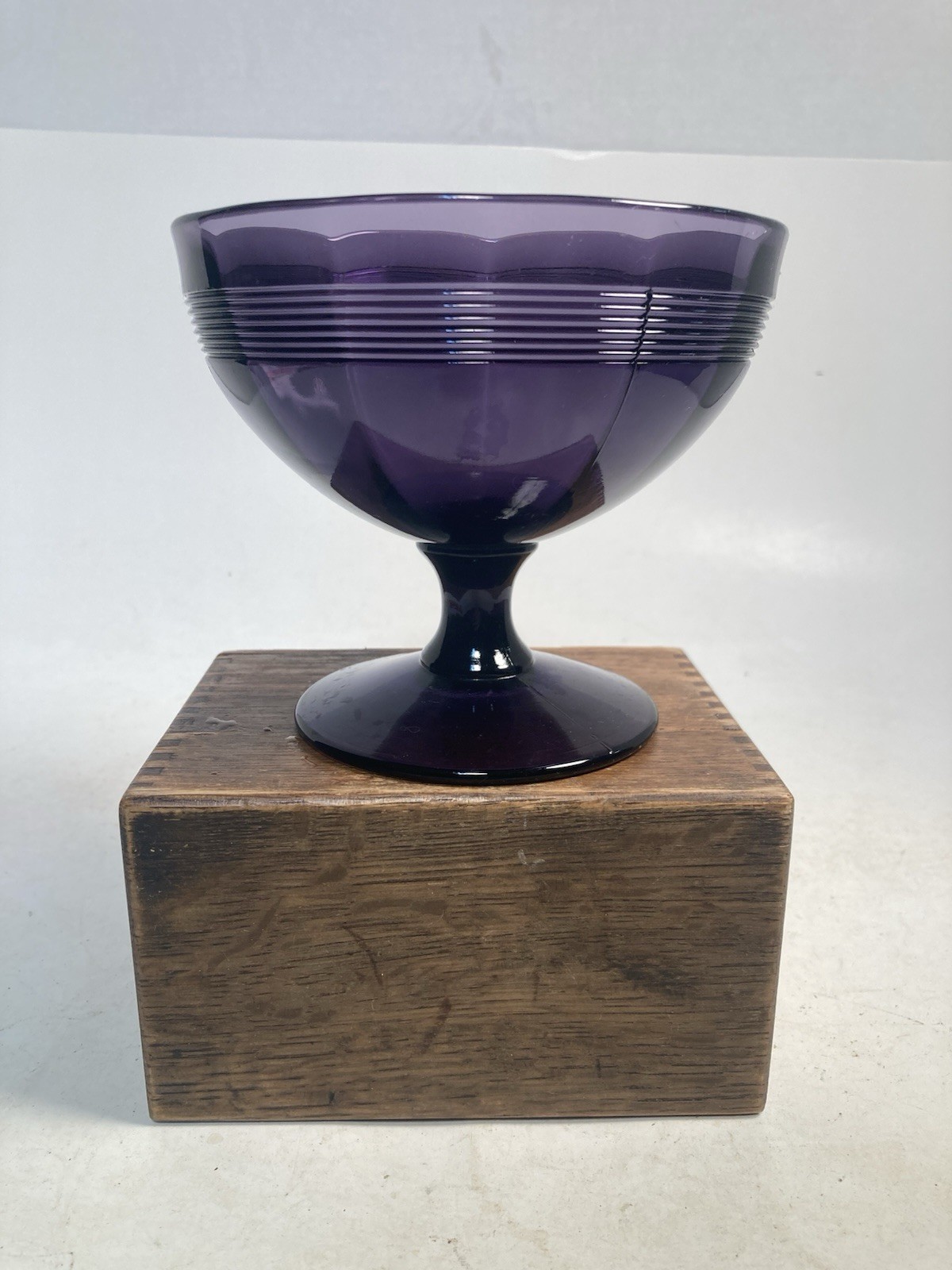 Vintage Purple Glass Dish, server, candy dish, compote, irradiated