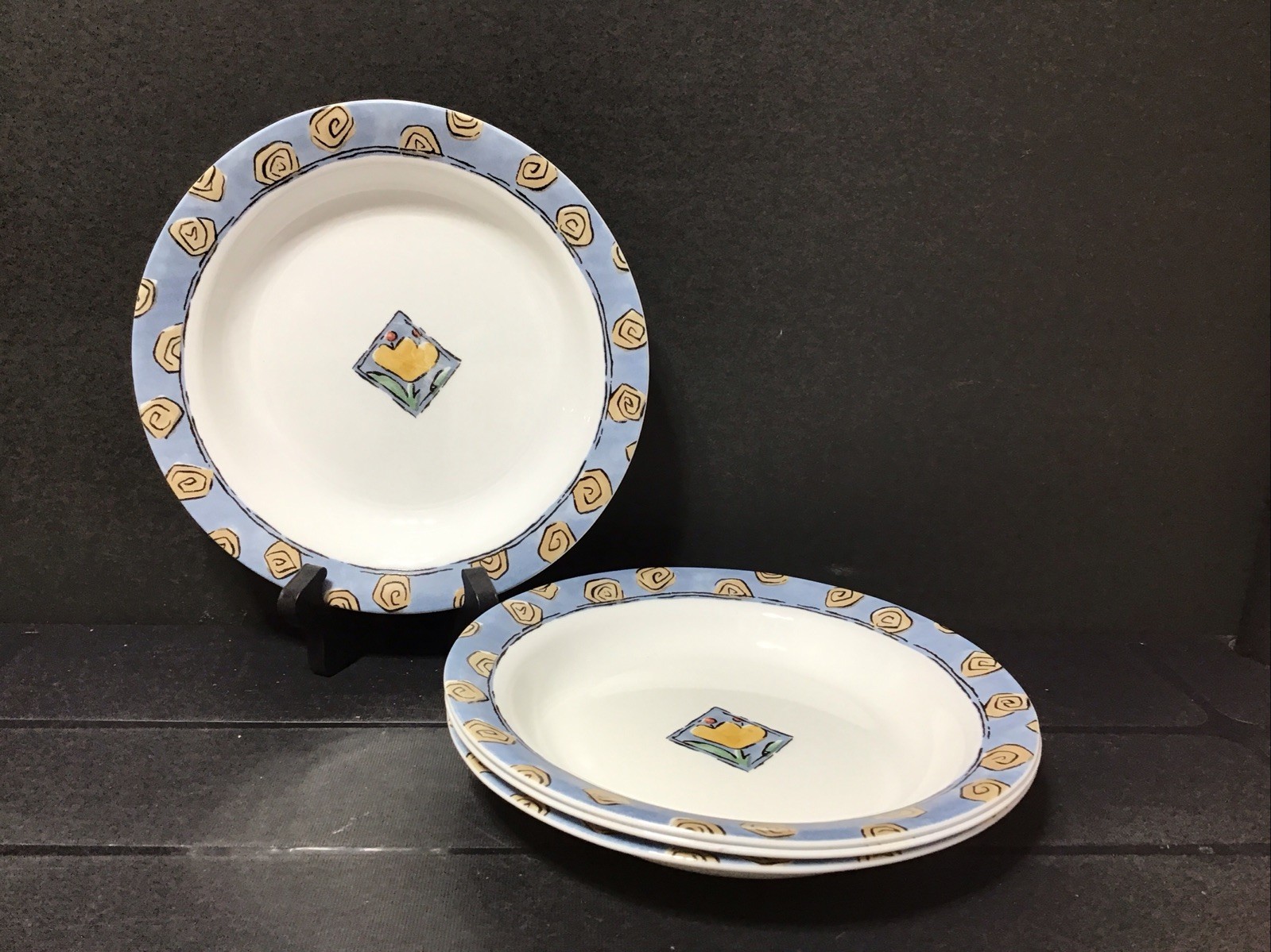 CORNING CORELLE WATERCOLORS Set of 4 Soup/Pasta Bowls 8″ (B071-330s)