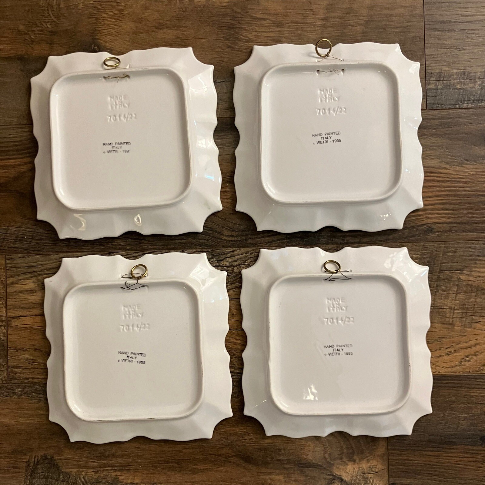 Vintage Set 4 Vietri Disappearing Pear Wall Hanging Plates 8 3/4″ each