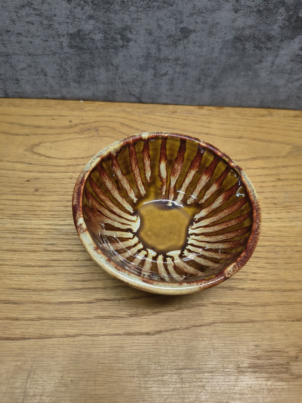 Dryden Ovenware BROWN & Red Glazed Oven Ware Bowl Ozark Frontier Drip Painted