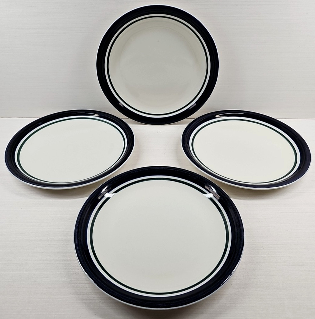 4 Tienshan Kitchen Basics Cobalt Green Dinner Plate Set Table Dining Dishes Lot