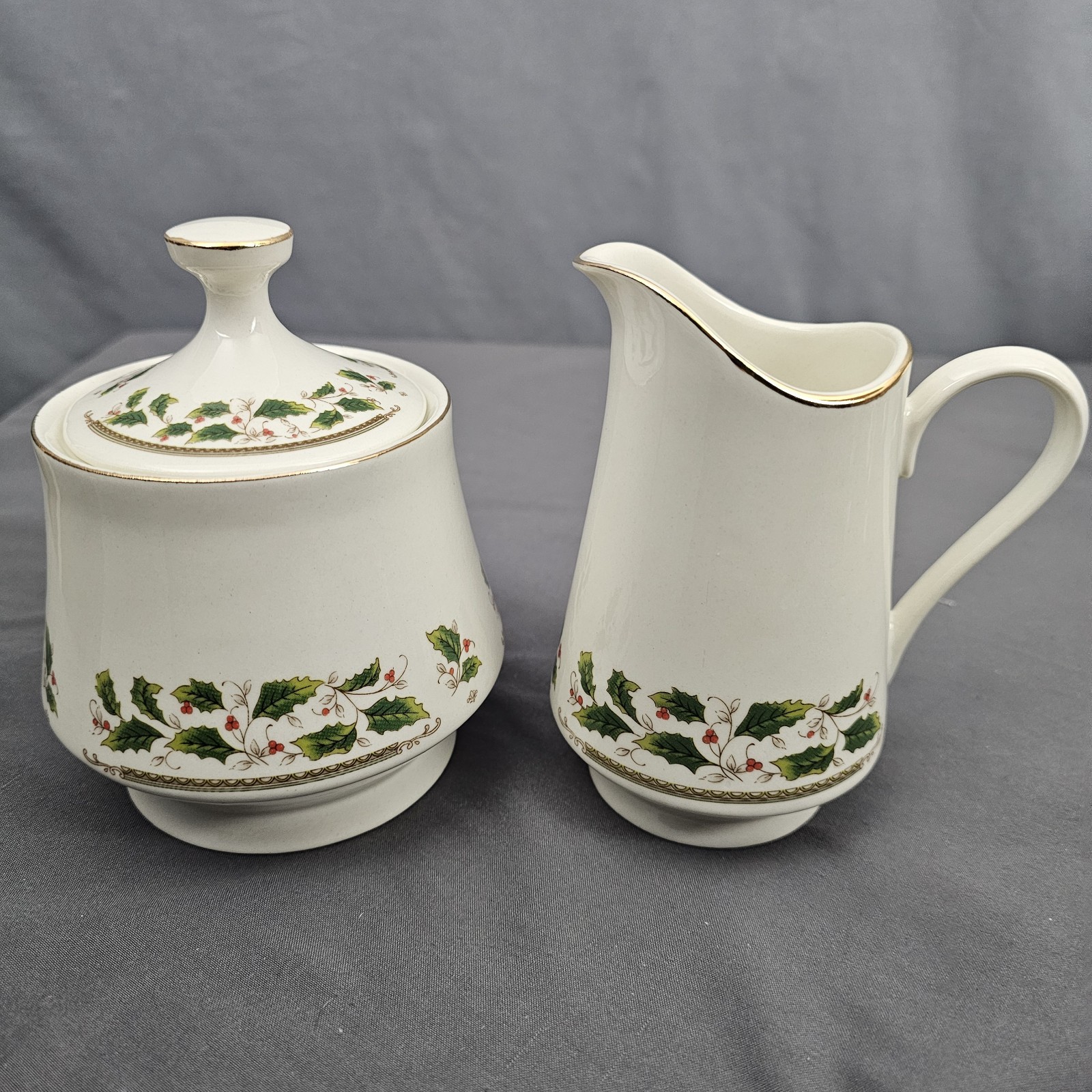 Holly Holiday Home for the Holidays Sugar and Creamer Set Christmas