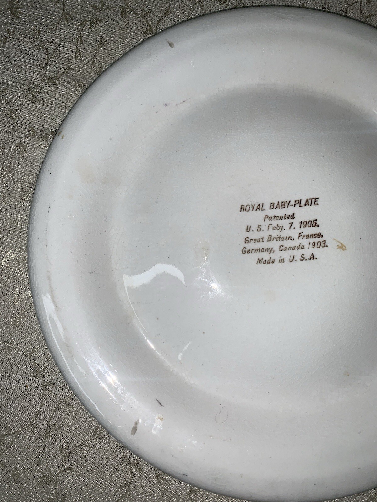 Antique Royal Baby Plate Bowl PAT. U.S. FEB 7, 1905 Two Dutch Girls Vintage