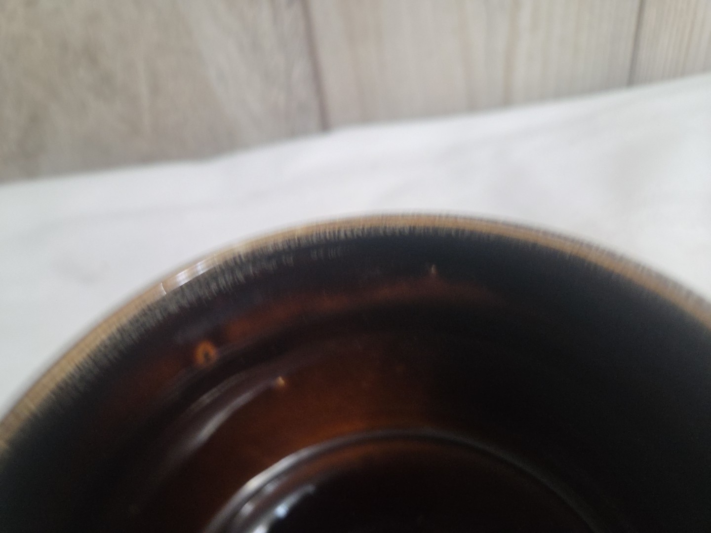 UNMARKED Pottery Brown Drip Glaze Handled SOUP / CHILI BOWL, no lid, just 1, VTG