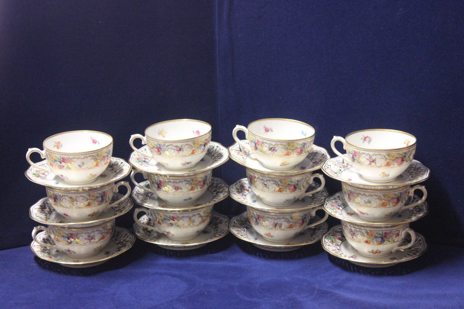 Schumann Bavaria Dresden Empress Chateau Flat Teacup & Saucer Set, 12 Sets Avail