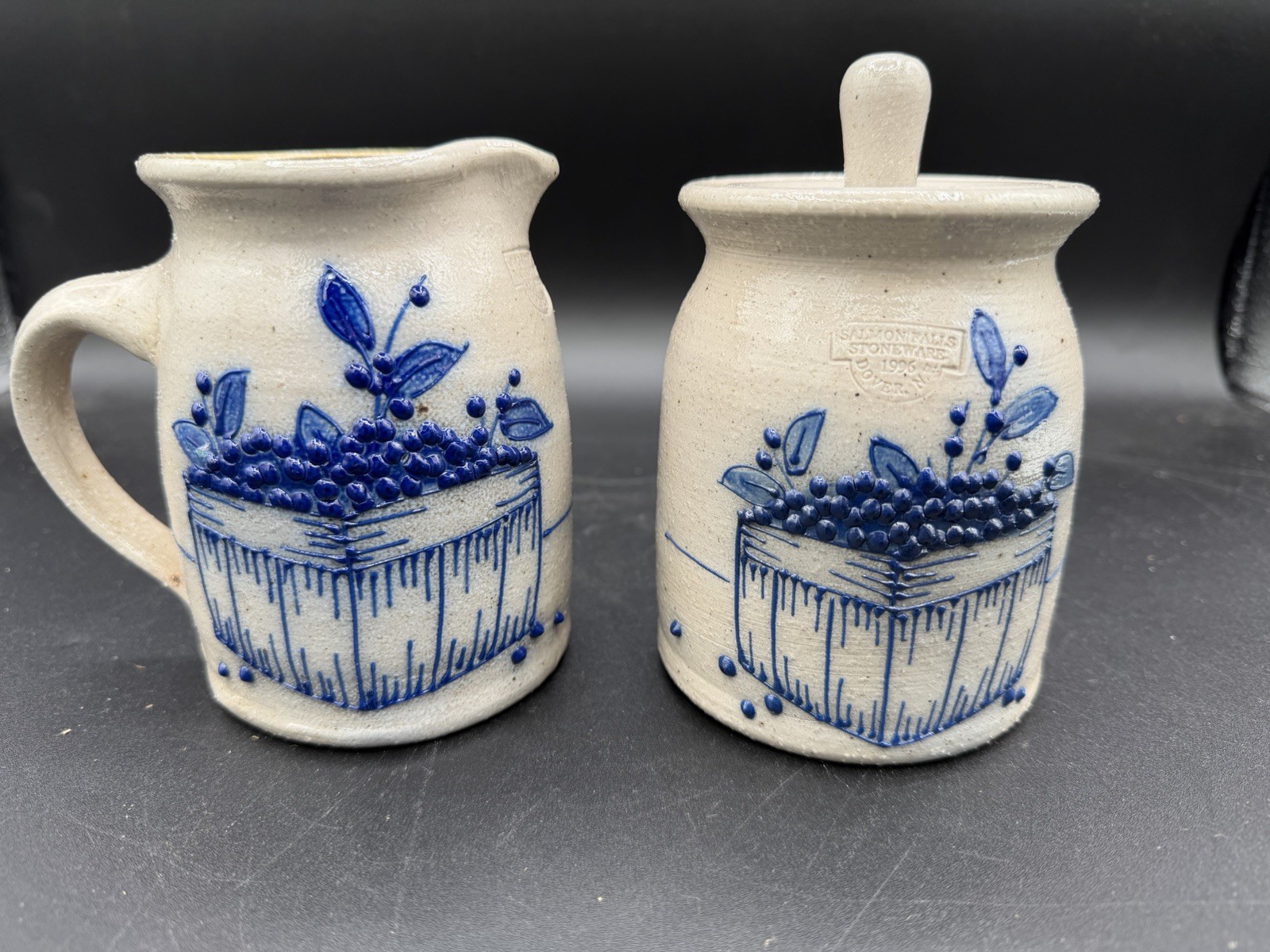 Salmon Falls Stoneware Creamer & Sugar Set 1995