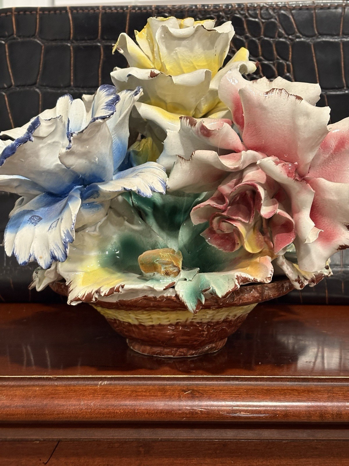 Italian Capodimonte Floral Porcelain Centerpiece Handmade In Naples
