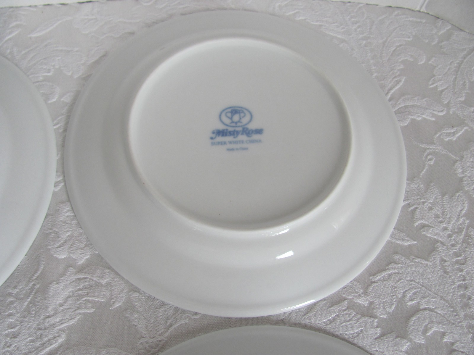 Misty Rose Super White China Blue Koi Fish -7 7/8″ Salad Plates- Set of 4