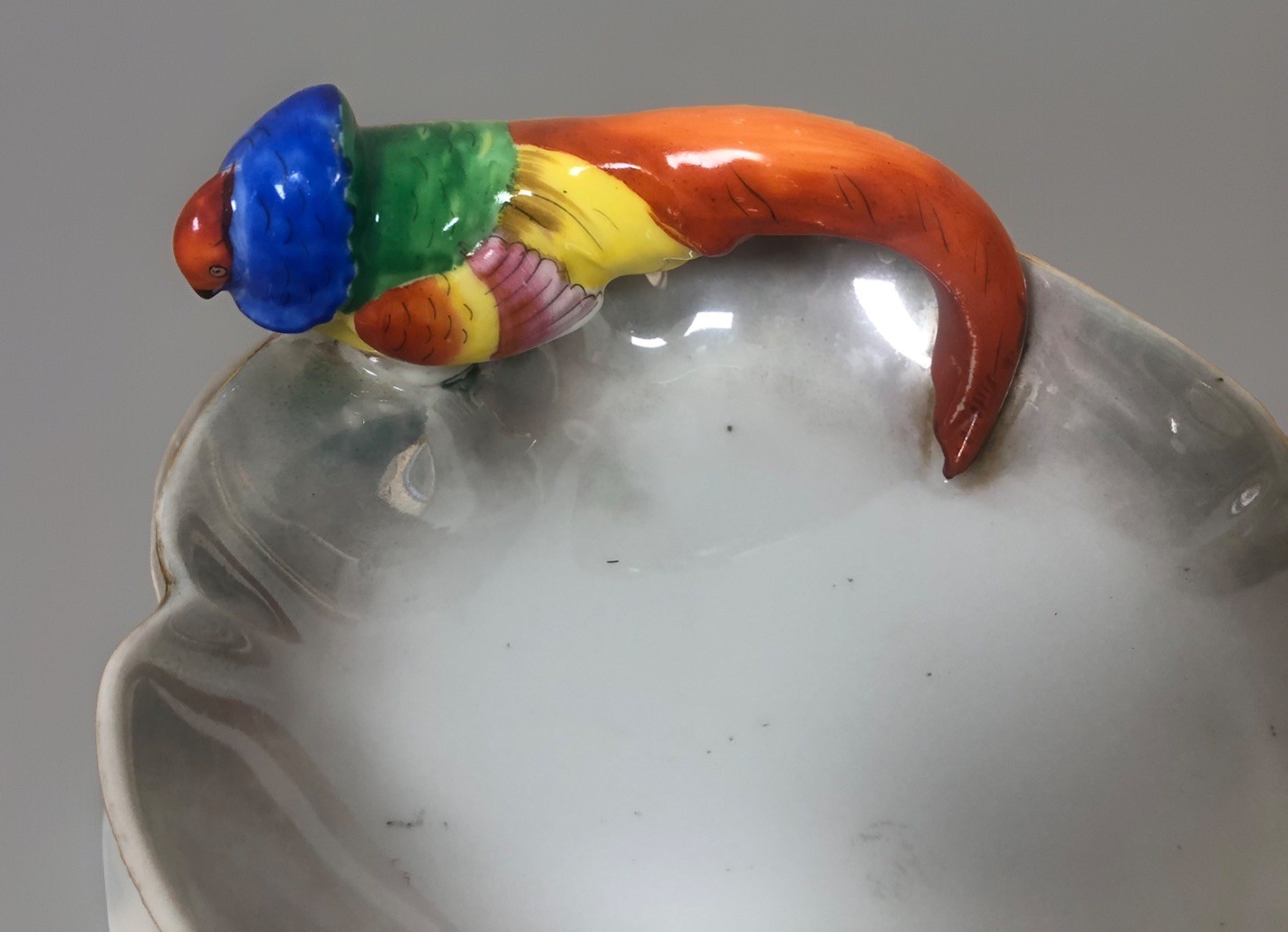 Vintage Noritake figural tropical bird Macaw, Parrot candy dish