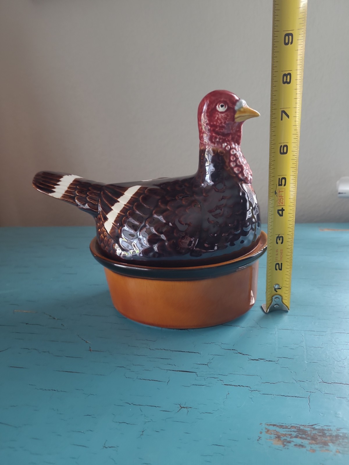 Vintage 1960s Secal Portugal Turkey On A Nest Majolica Casserole Dish