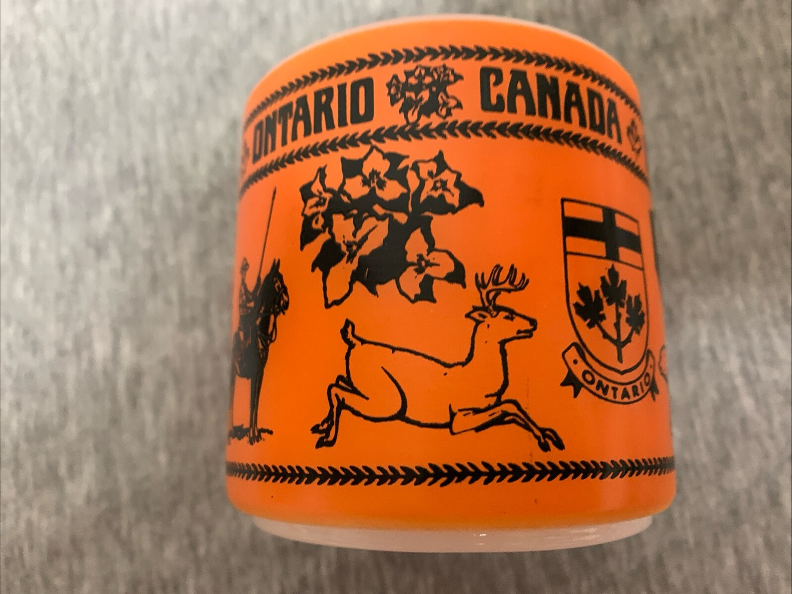 Vintage Federal Glass Milk Glass Ontario Canada Orange Coffee Mug