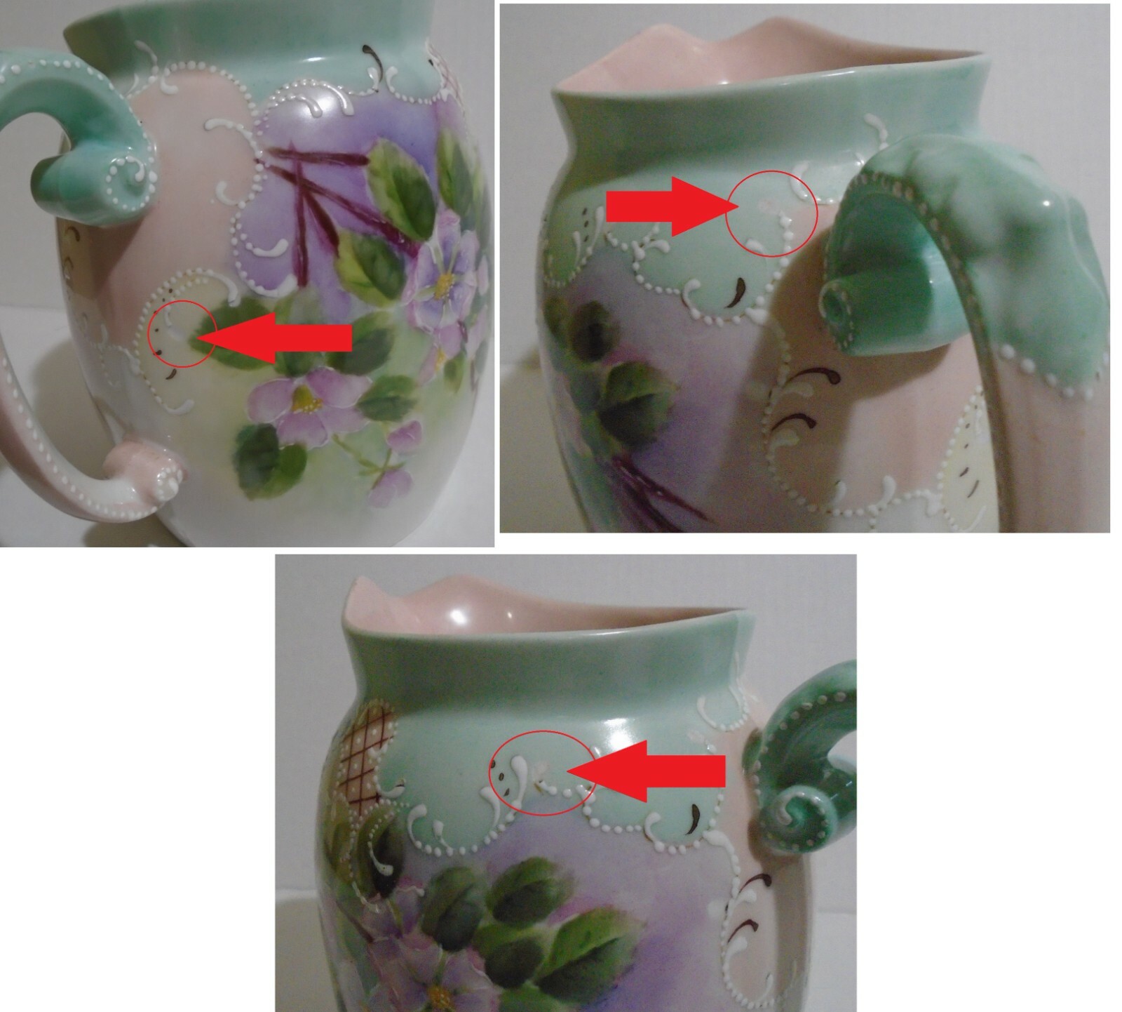 Vintage Tressemann & Vogt T&V Hand Painted Pitcher #5 Limoges France Signed