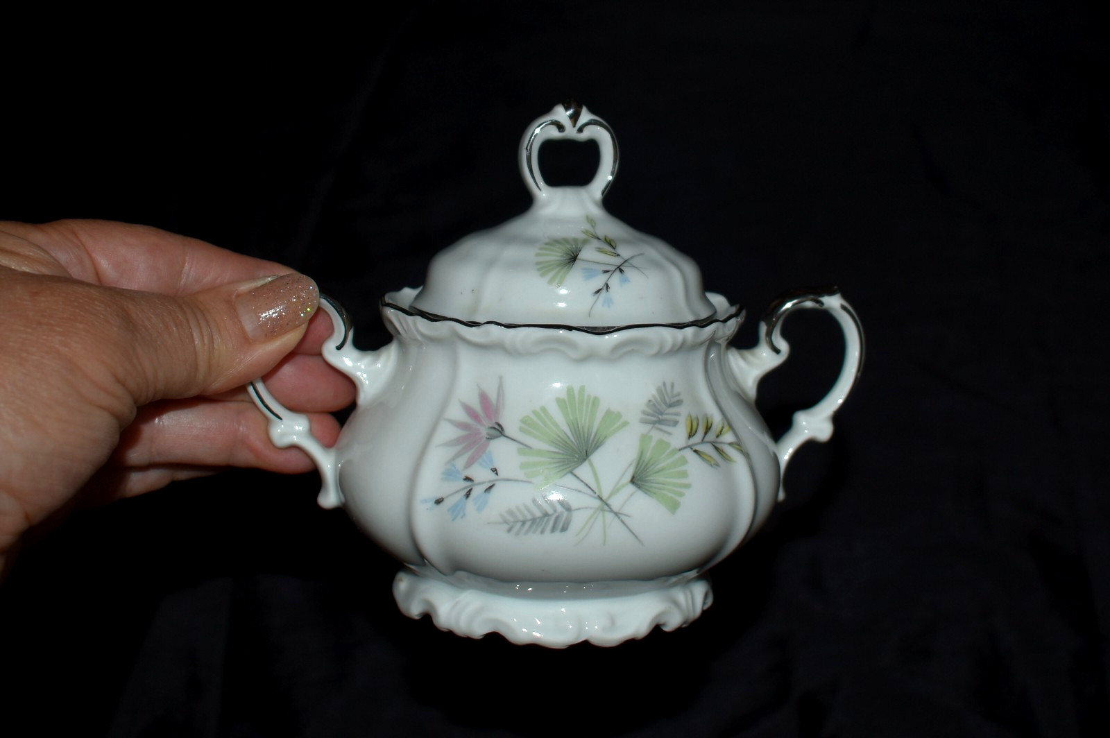 Vintage EDELSTEIN Maria Theresa Bavaria Germany Sugar Bowl