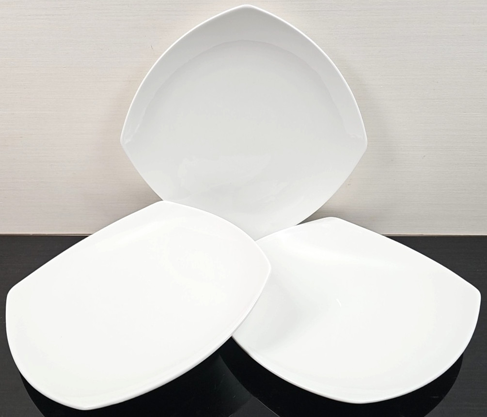 3 Churchill Recline Square Salad Plate Set White Elegant Serving Dining Dish Lot