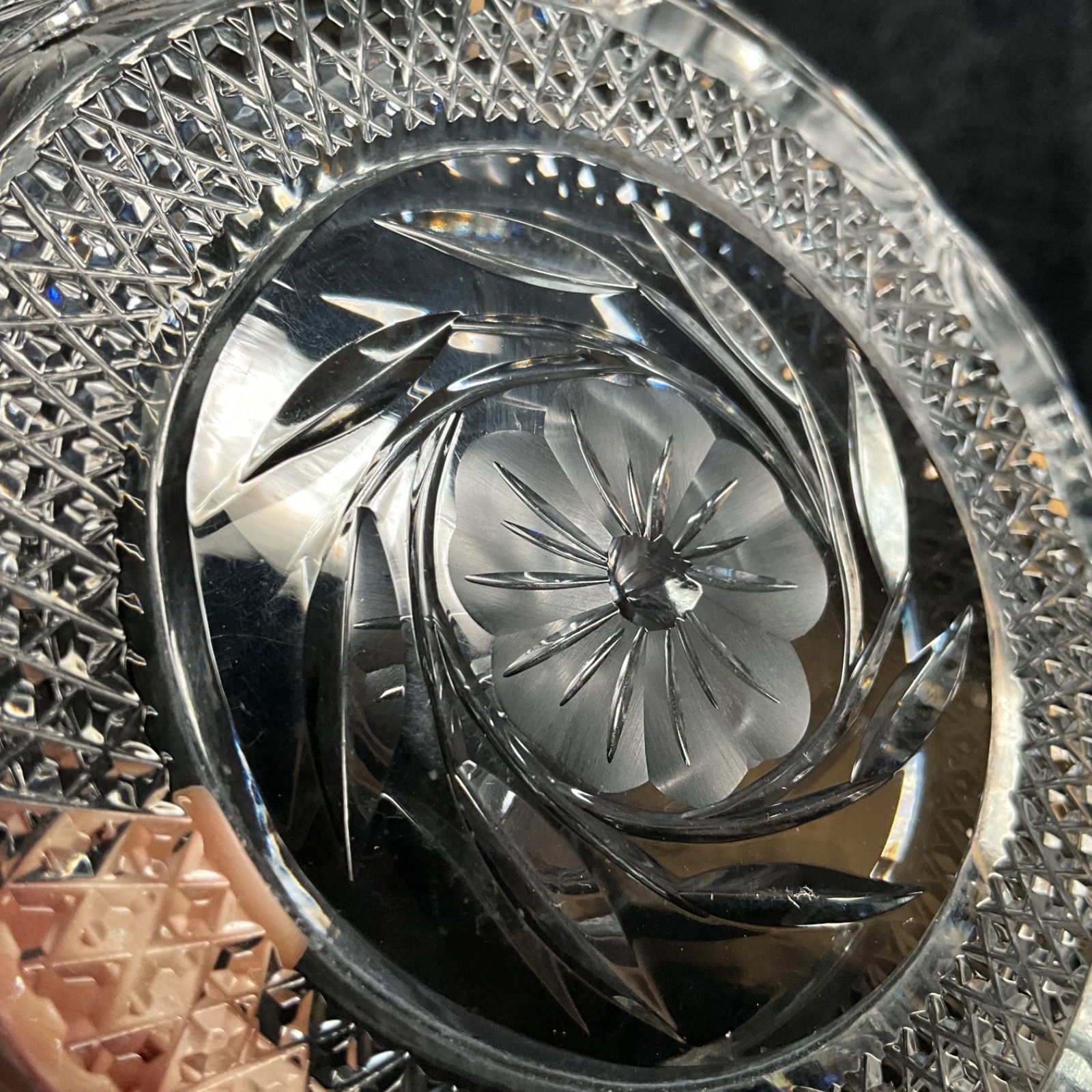Vintage American Brilliant Period Deep Cut Crystal Sawtooth Bowl 5″ Brilliant