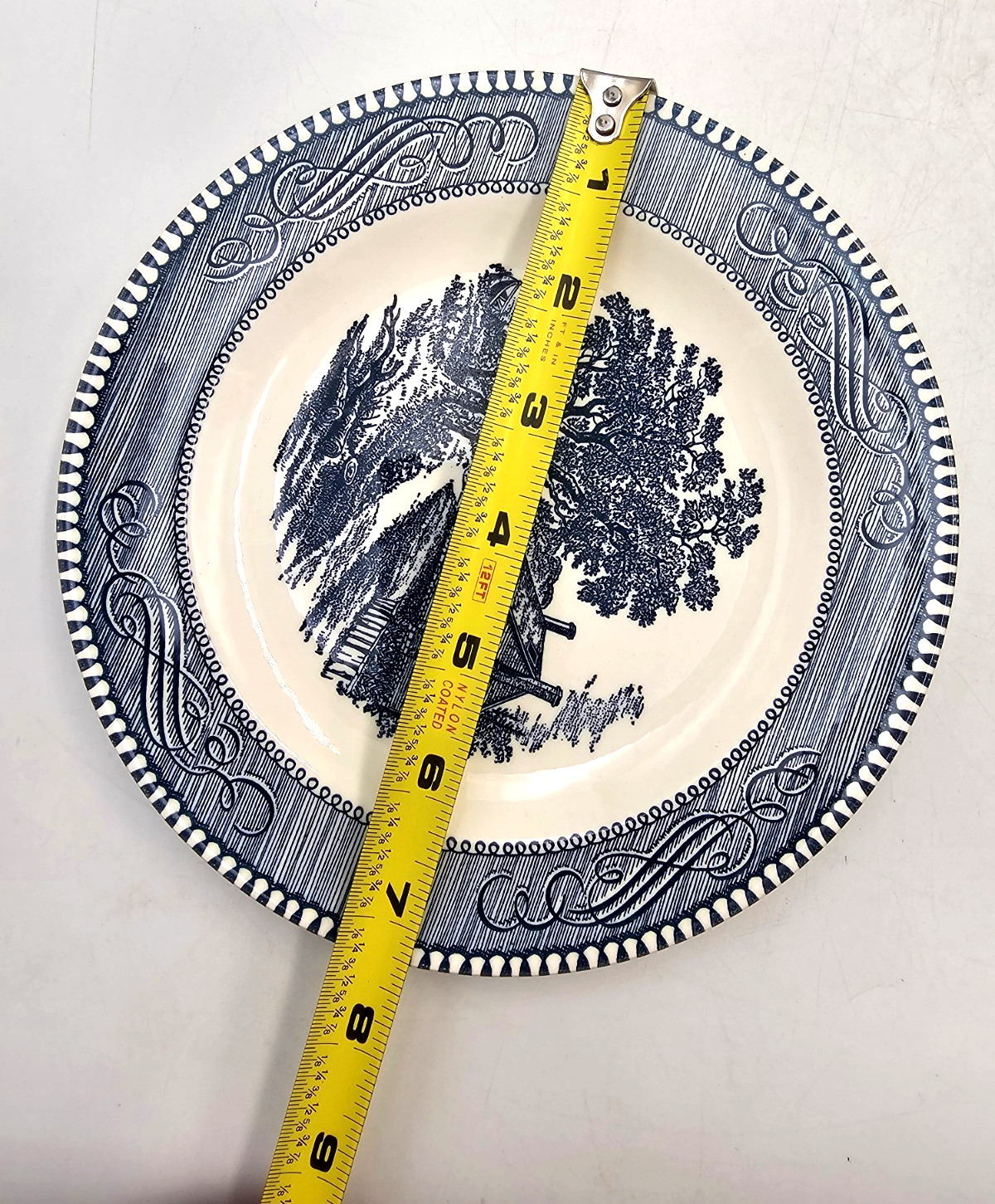 Currier & Ives Blue and White Ceramic Salad Plate 7 ” Country Lot of 4