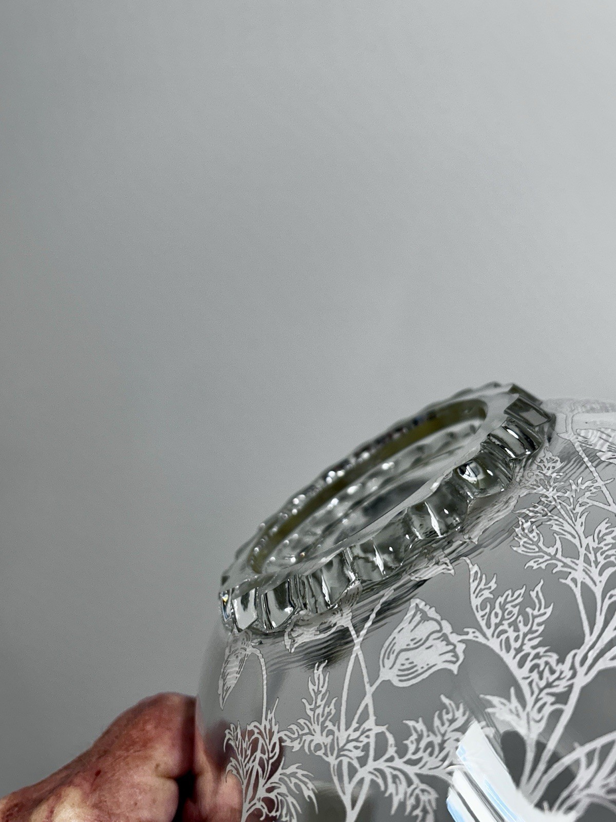 Silver City Glass 8” Ruffled Serving Bowl Dish Sterling Overlay Flanders Poppy