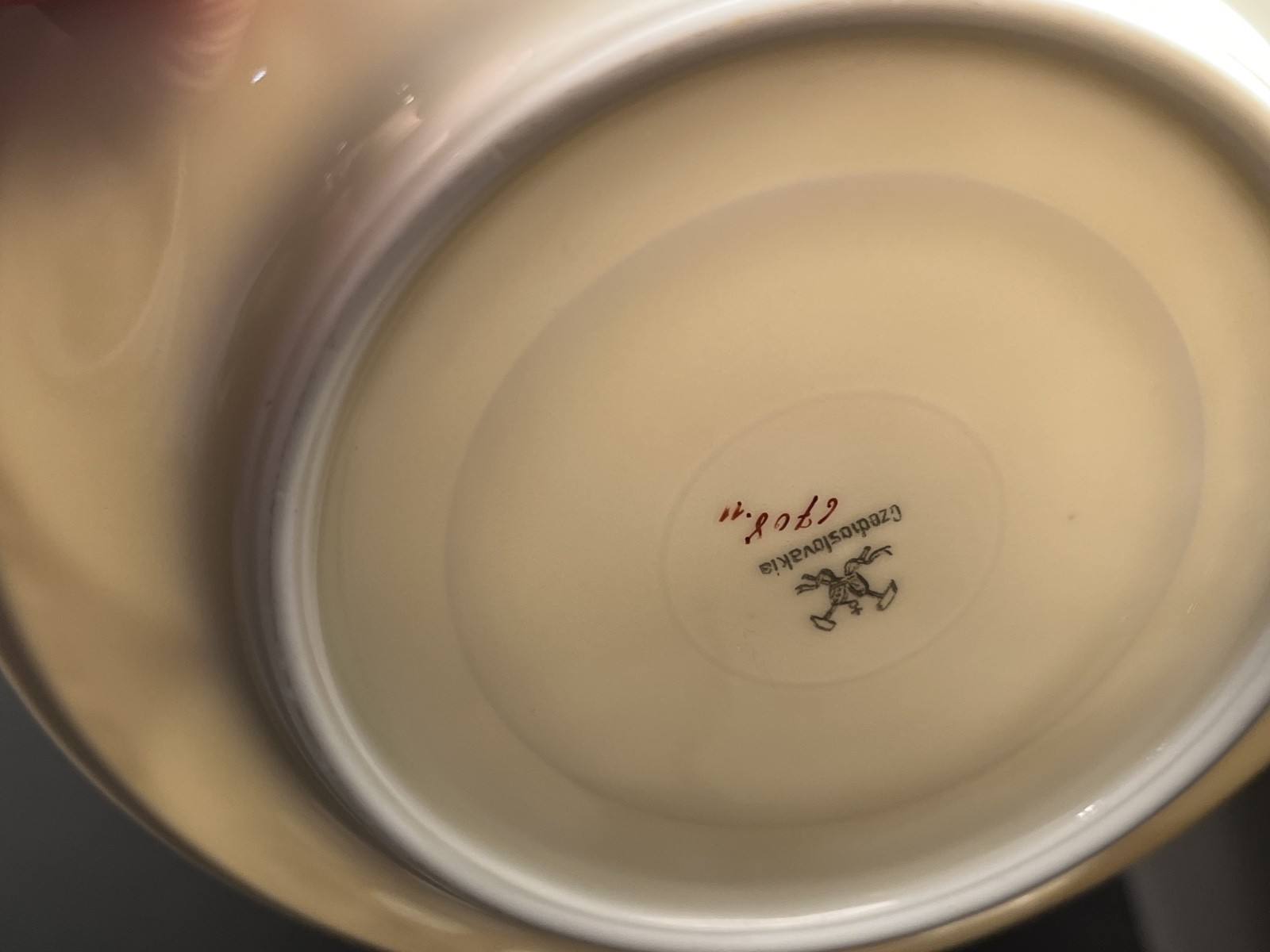 Antique Pirkenhammer Gold Encrusted Bouillon Cream Soup Cups Saucers Set of Six