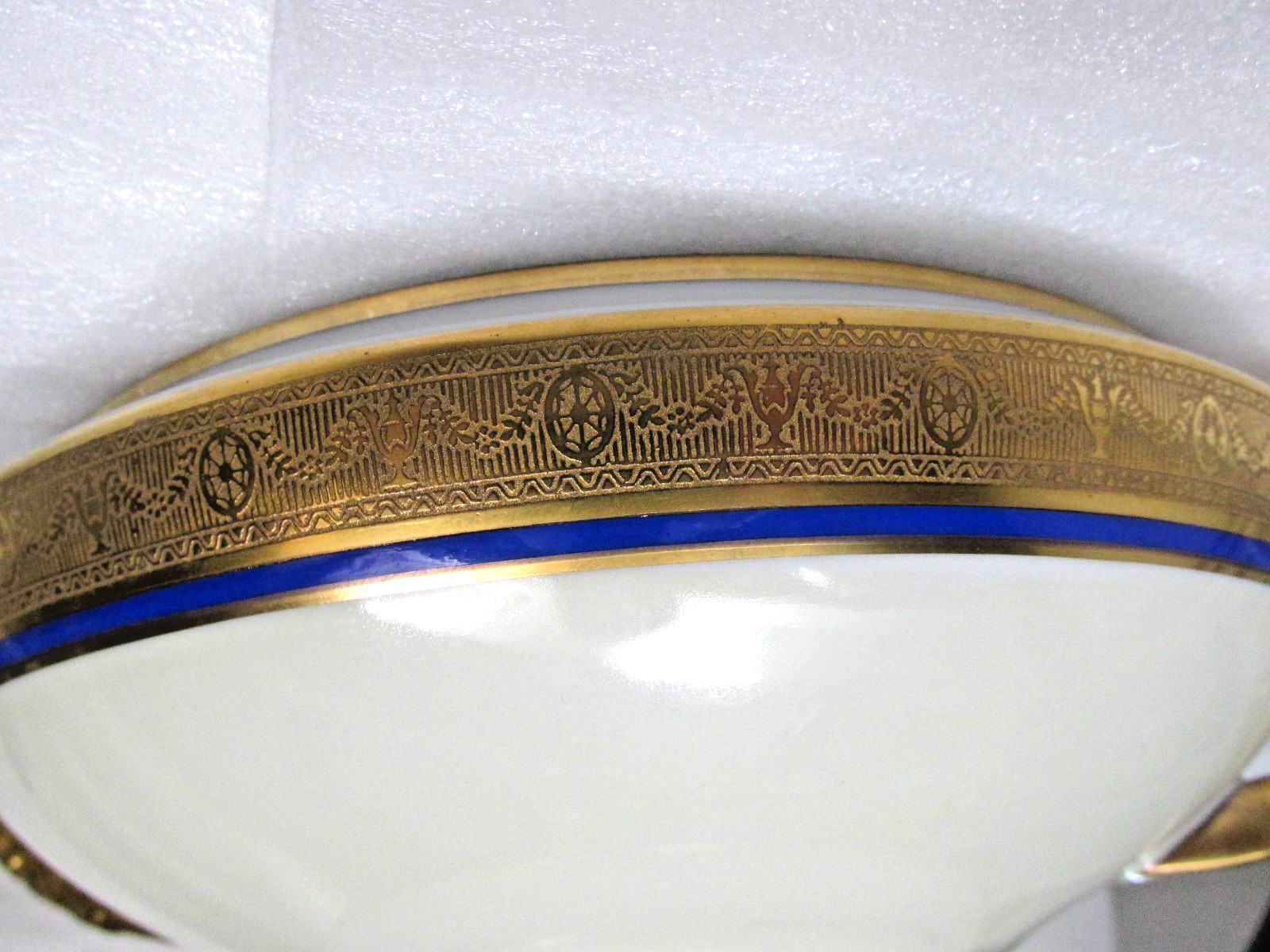 J. S. Maier & Co. Gold & Cobalt Blue Covered Serving Dish