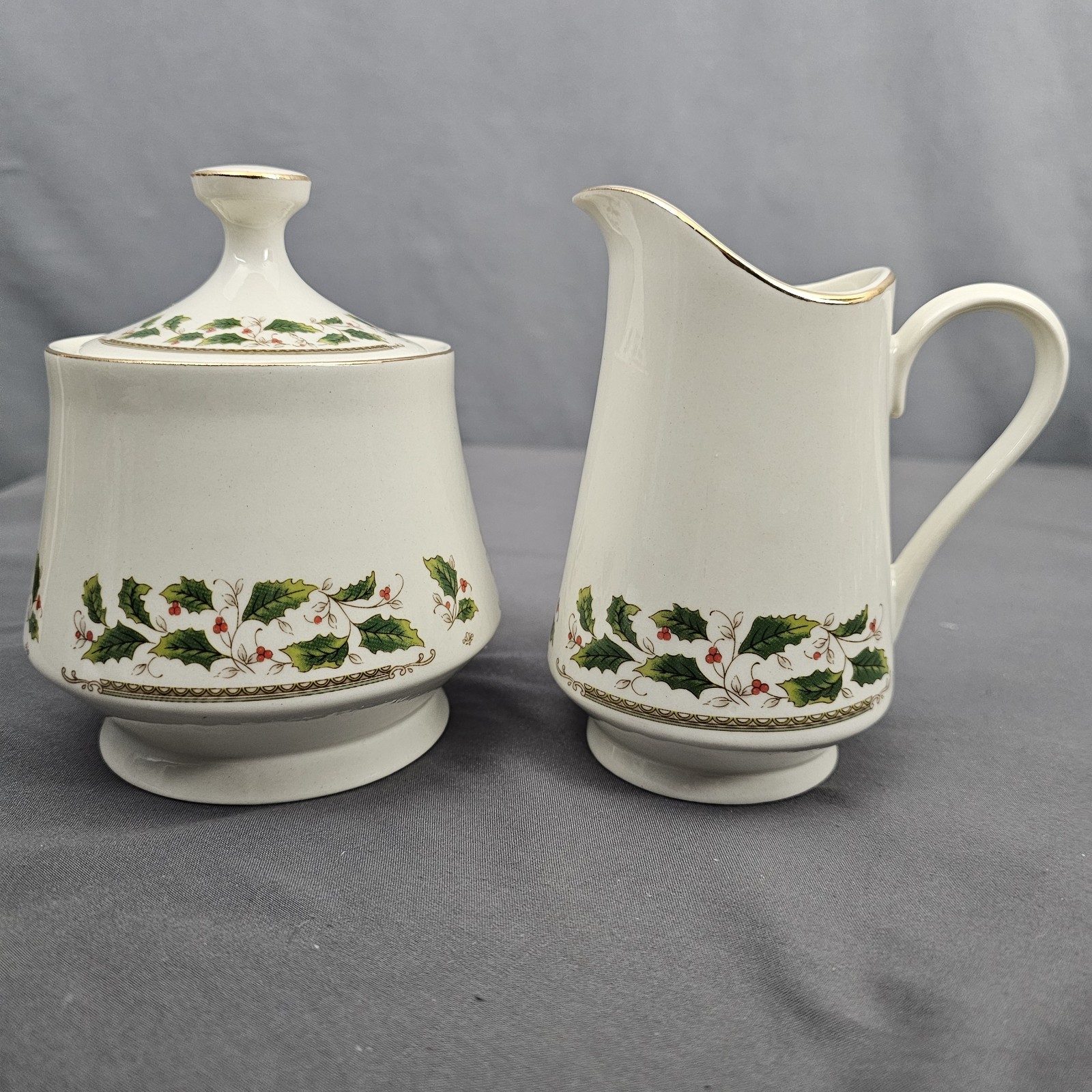 Holly Holiday Home for the Holidays Sugar and Creamer Set Christmas