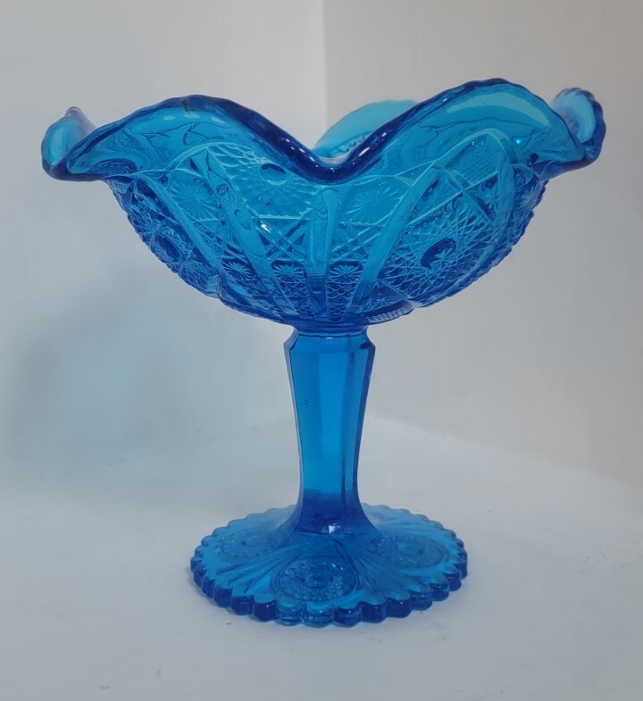 Blue Imperial Glass footed Candy Dish glassware – 7.25 x 7.5 inches