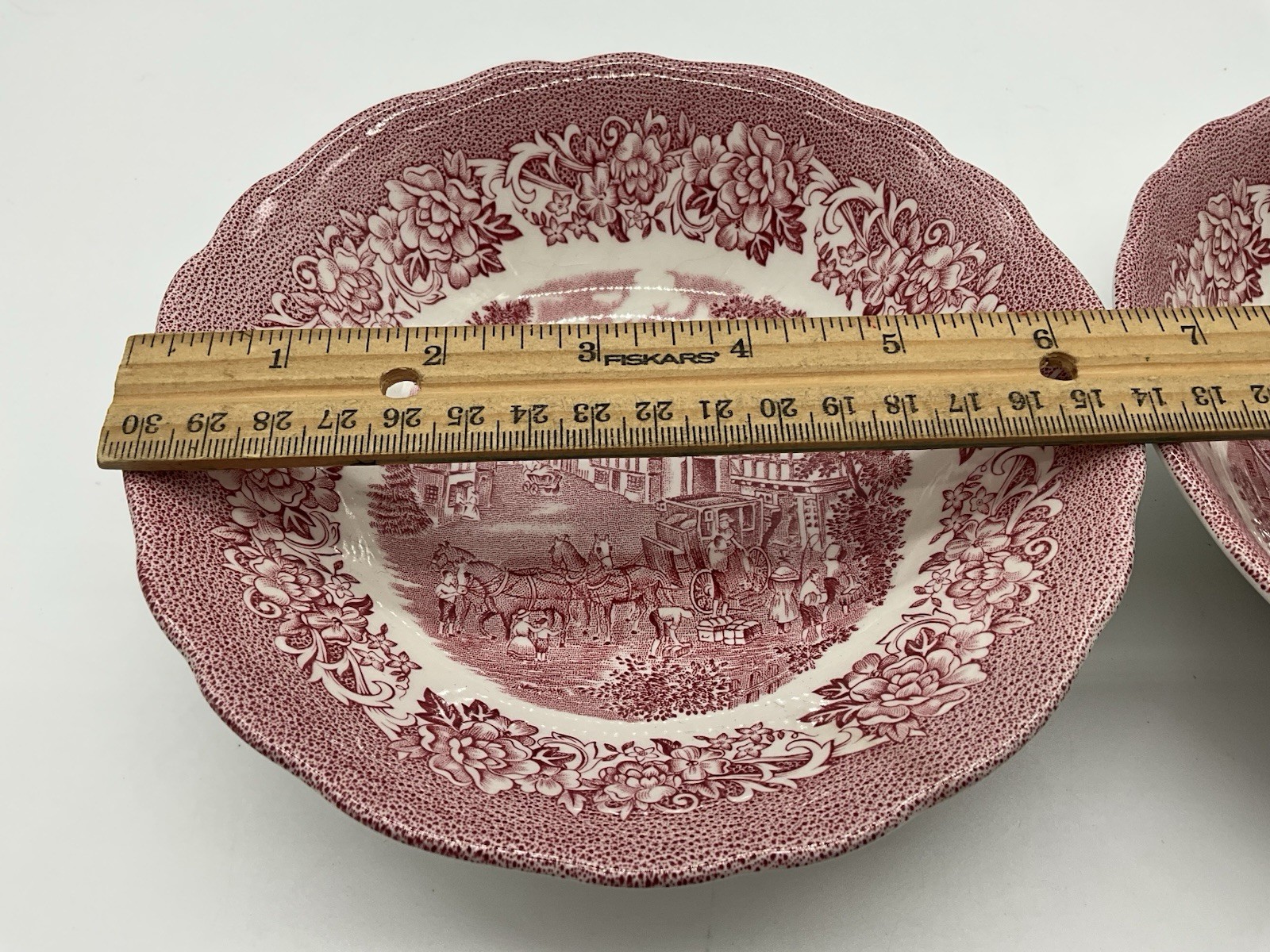 J & G Meakin Royal Staffordshire Stratford Stage 6.25″ Soup Bowls (2) VTG Pink