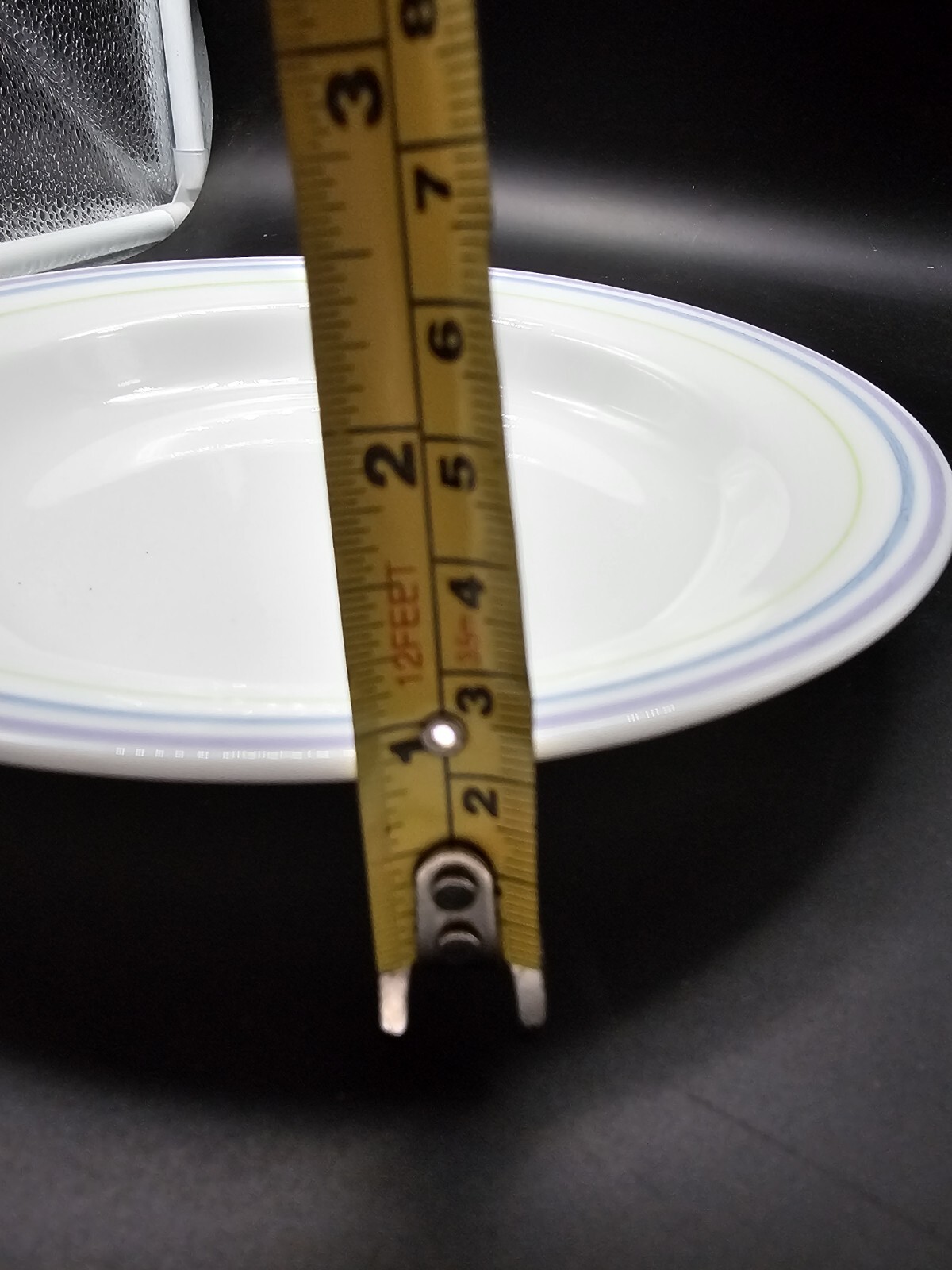 Corelle MOONGLOW 15-oz SOUP BOWL 8.5″ Flat Rim Pasta Purple Blue Green Vtg