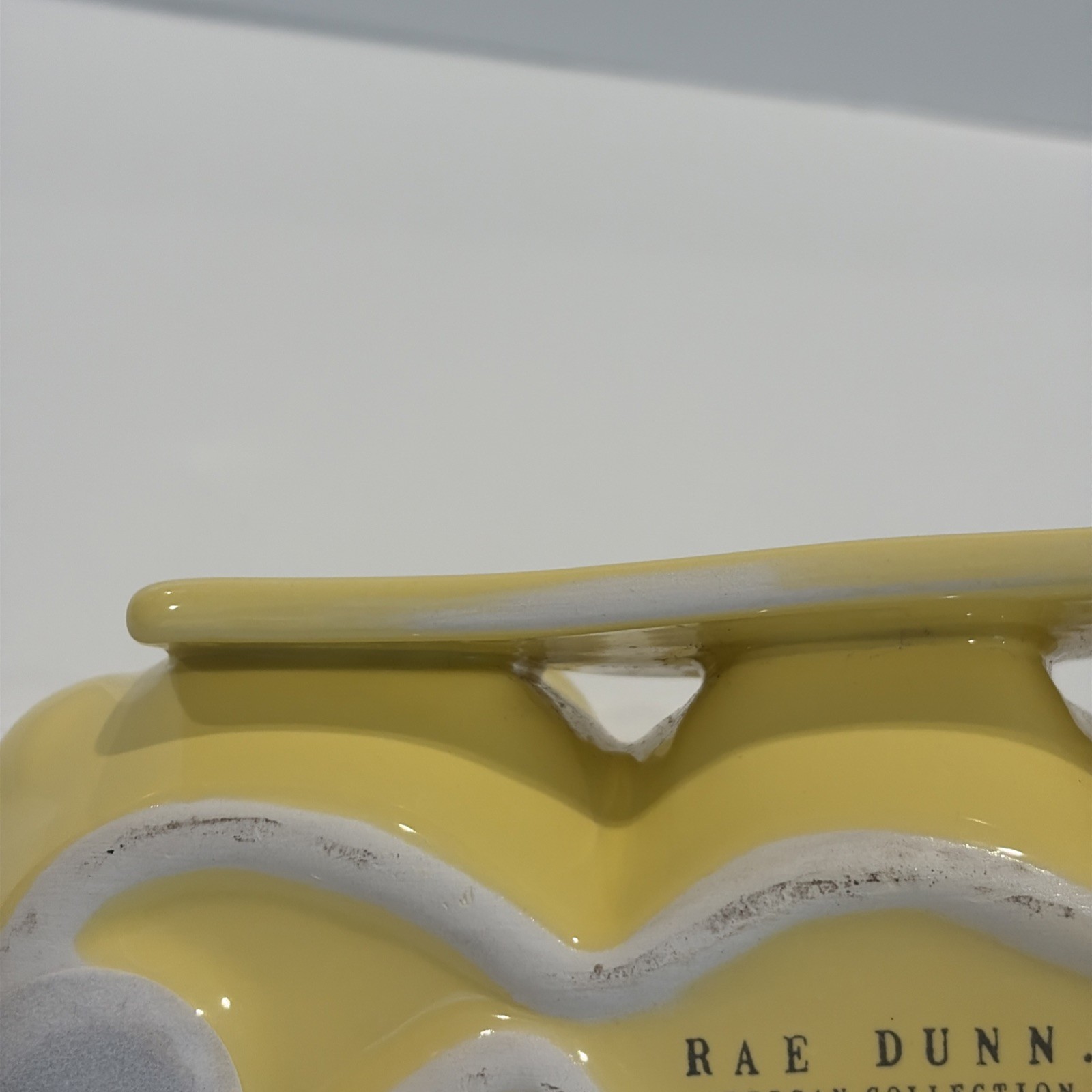 Rae Dunn HAPPY SPRING Yellow Ceramic Chick Egg Holder CHIPPED Easter Decor