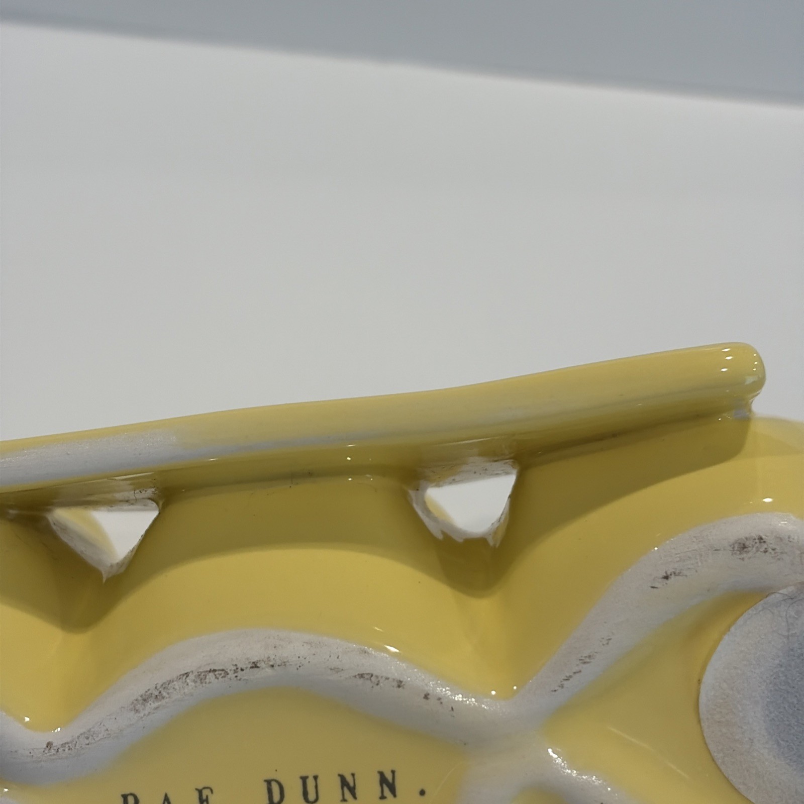 Rae Dunn HAPPY SPRING Yellow Ceramic Chick Egg Holder CHIPPED Easter Decor