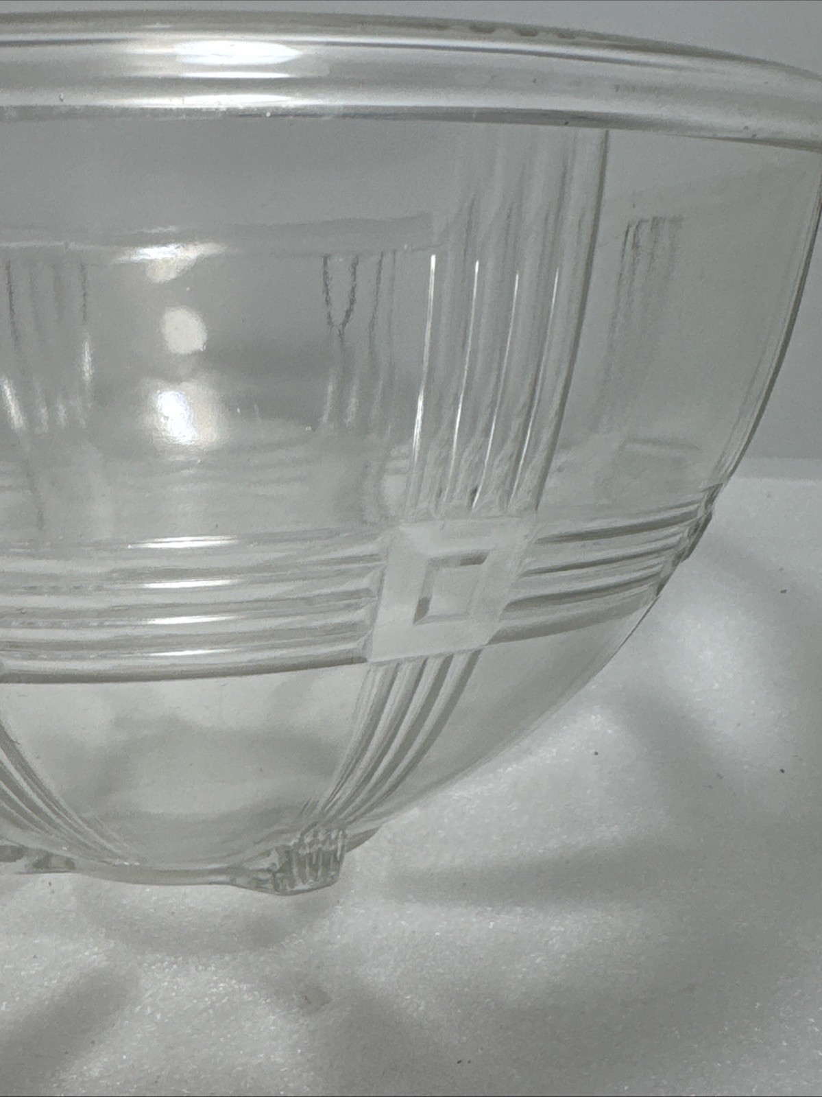 Vintage HAZEL ATLAS Clear Mixing Bowl Criss Cross Rolled Rim Lot 0f 2
