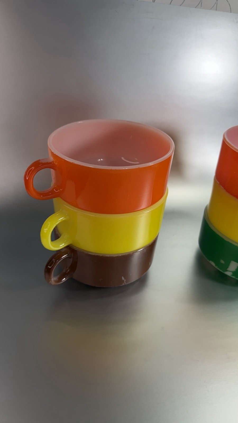 Vintage Lot of 6 Retro Colors Stackable Glasbake J-2711 Soup Bowl/Mug USA Made