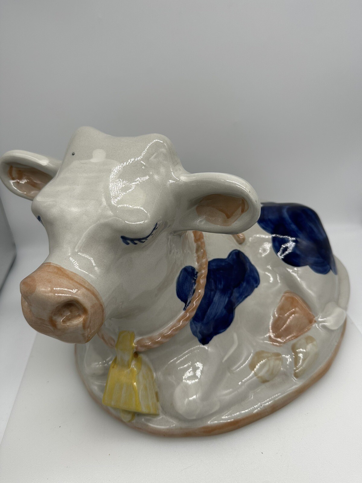 Louisville Stoneware Bull & Cow Meat Dome Tureen Blue And White
