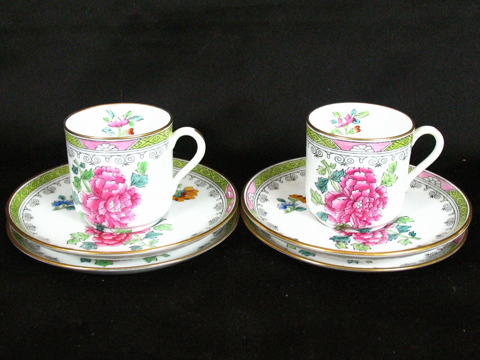 Spode Chinese Blossom Demitasse Cup & Saucer 2 Cups 4 Saucers