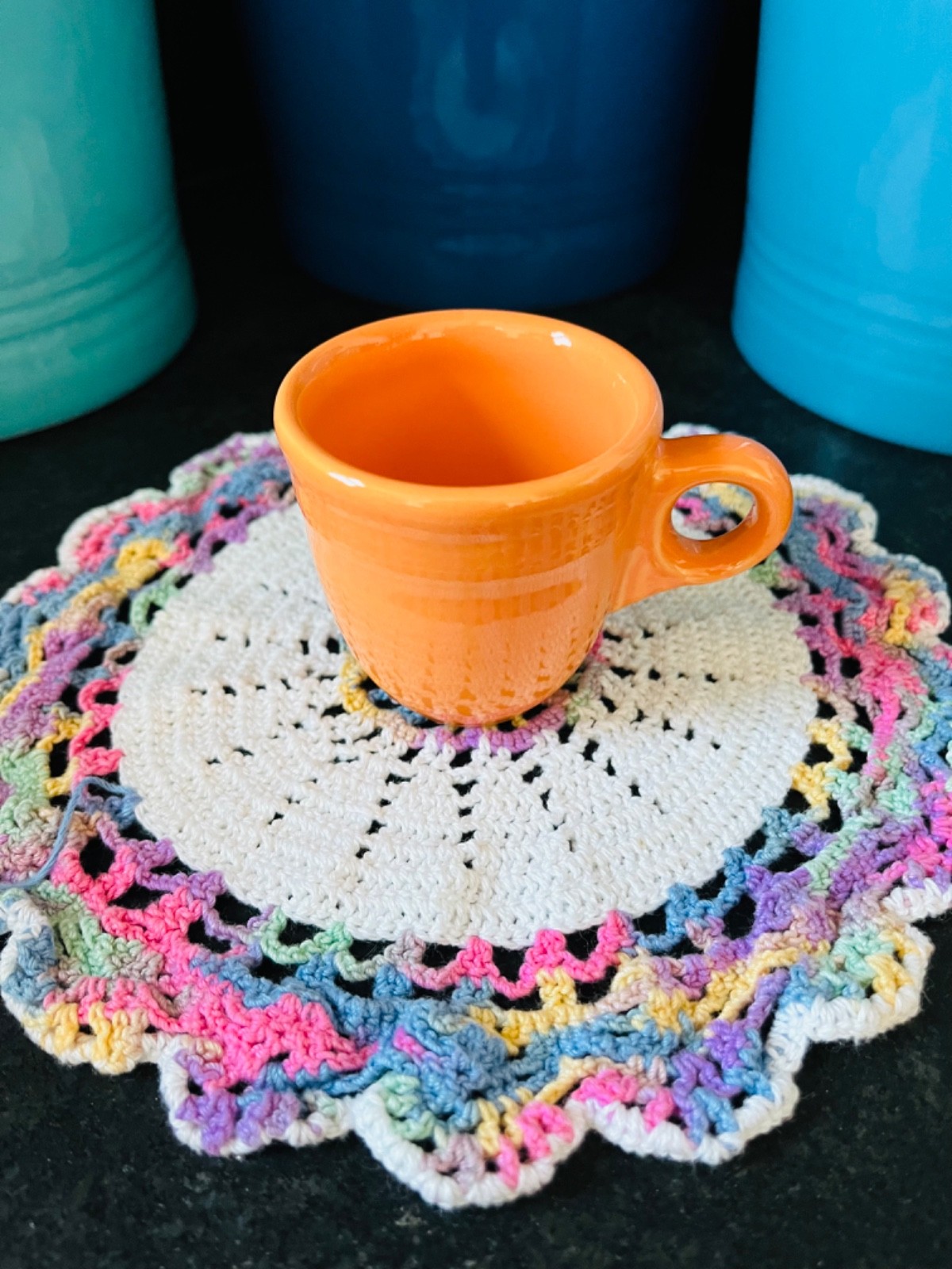 AD CUP ESPRESSO DEMITASSE tangerine orange FIESTA ring Demi Fiestaware