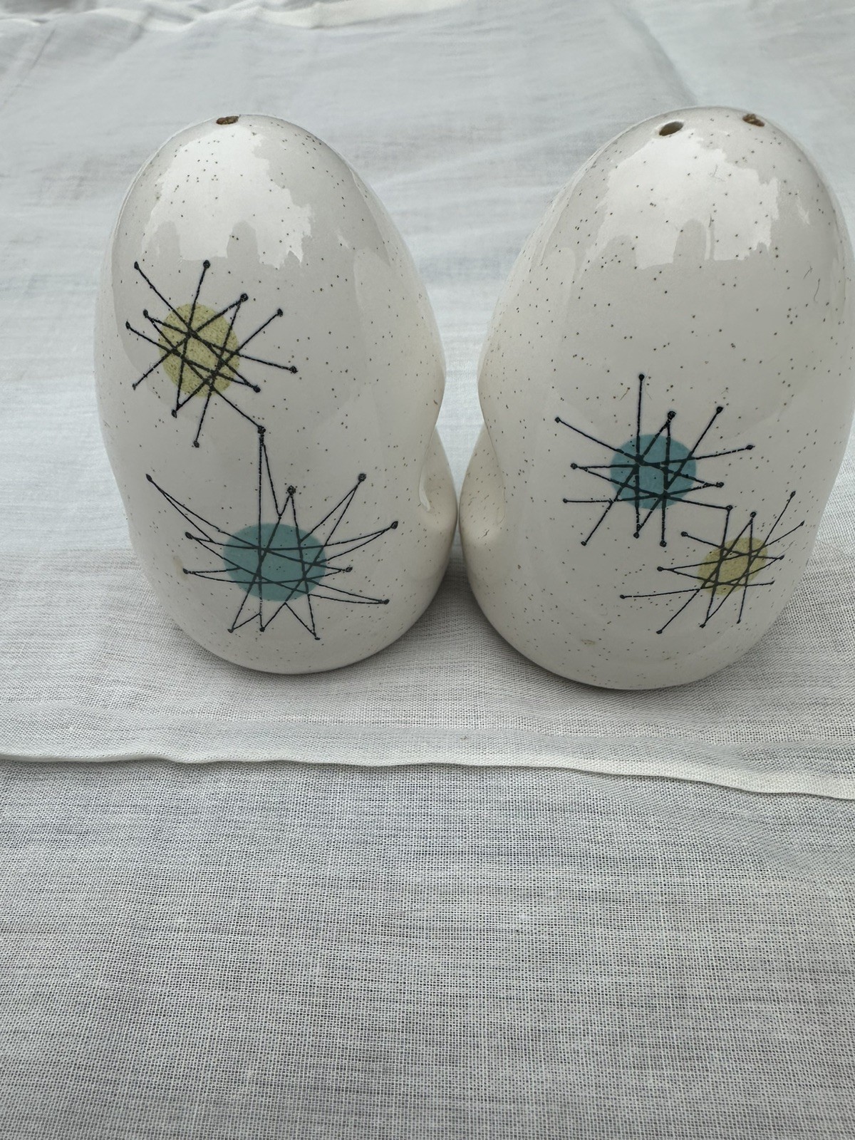 Franciscan Atomic Starburst Salt & Pepper Set MCM Mid-Century Modern