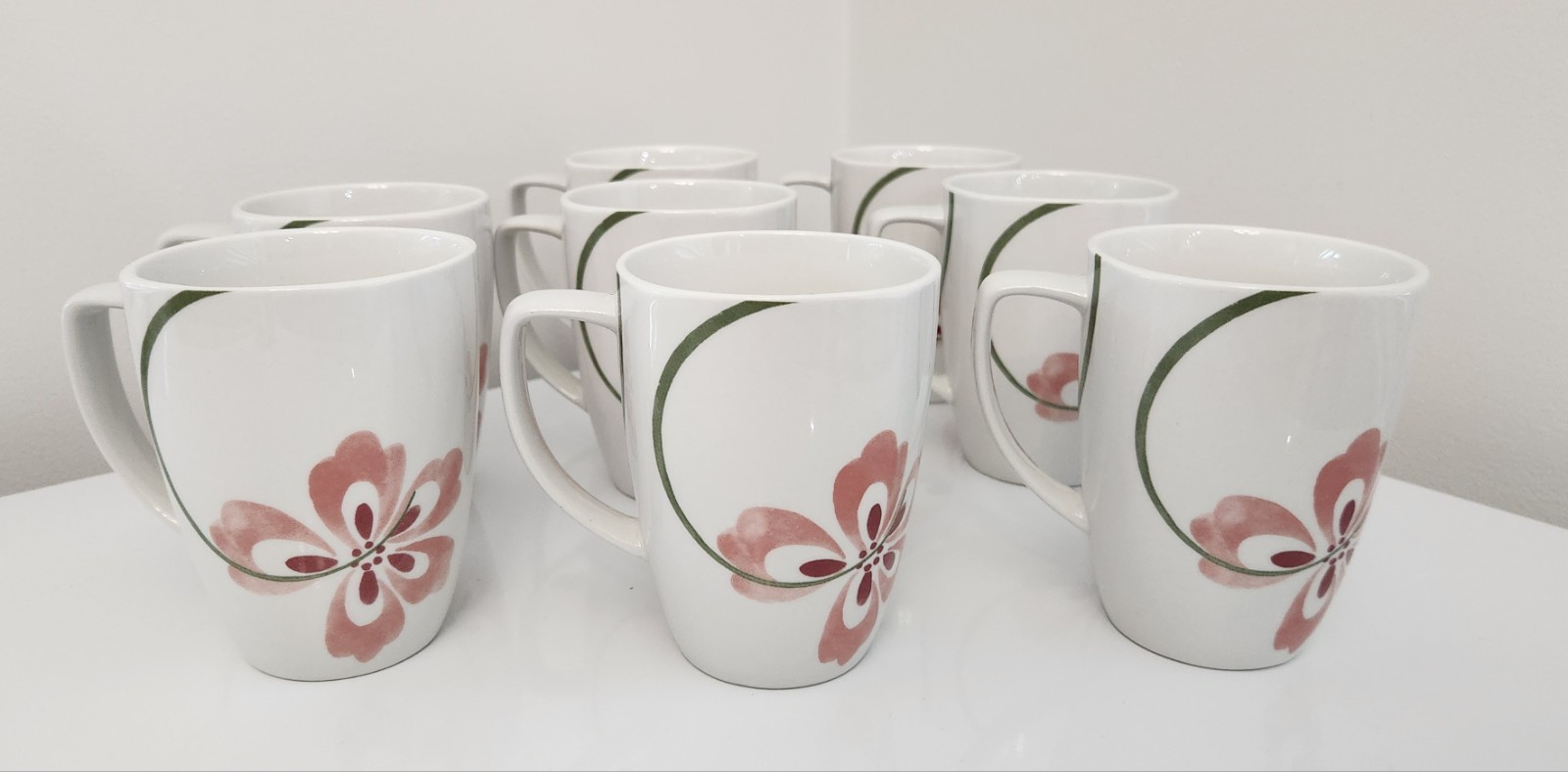 Corelle Coordinates Porcelain coffee mugs Pretty Pink 12 oz Cups (set of 8)