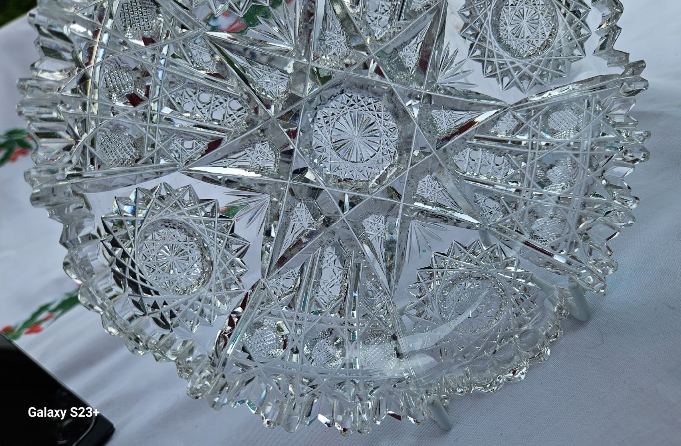 ABP Signed J. Hoare, Pattern Sparkler American Brilliant Cut Glass Small Dish