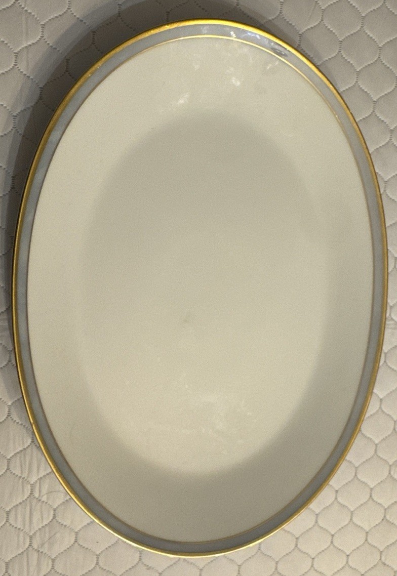 Rosenthal GALA BLUE Oval Platter 15.5” New Gold Edge Serving Dish No Box