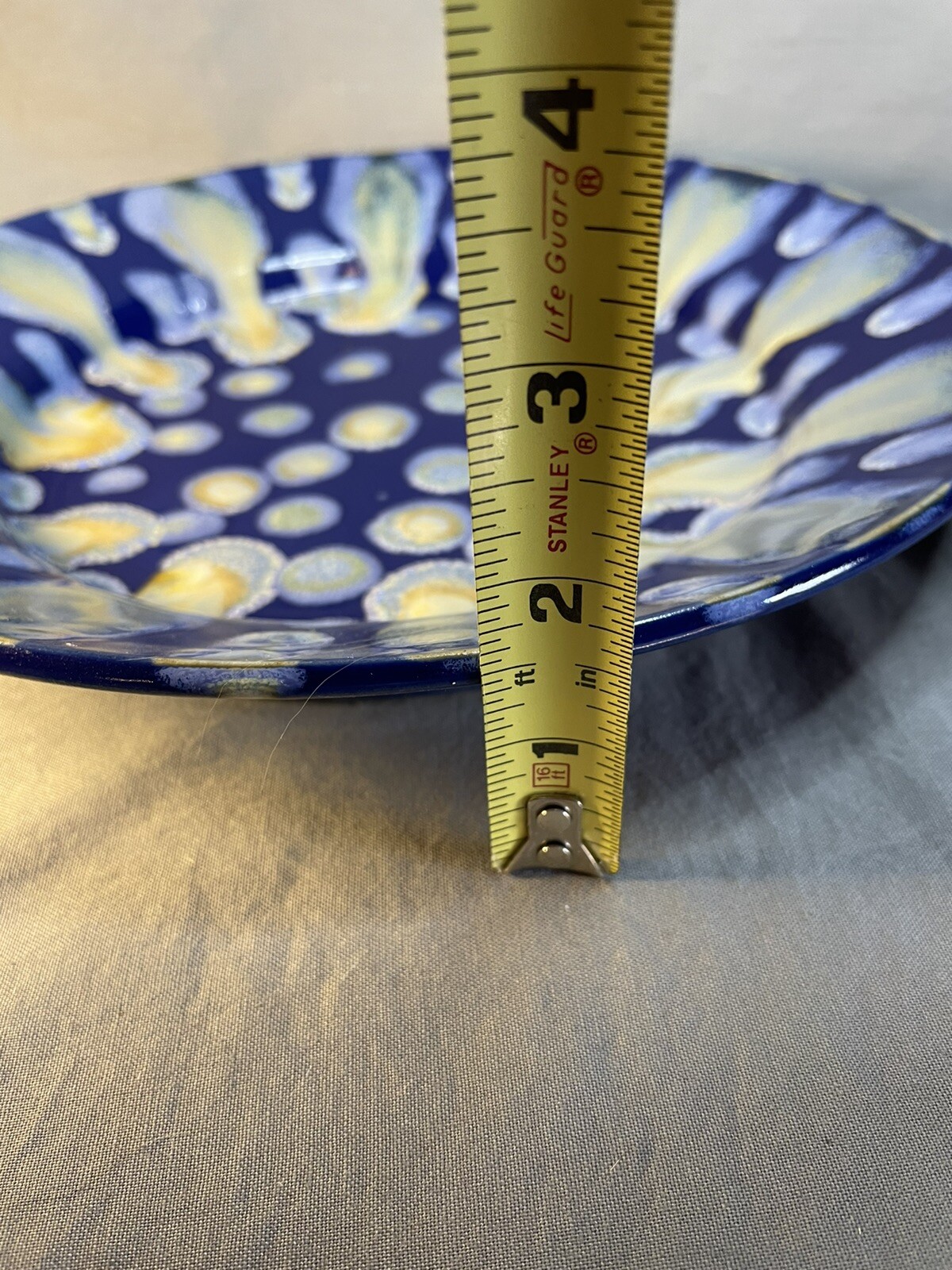 2000 Pottery Plate North Carolina 10” Blues Browns Signed Kovack