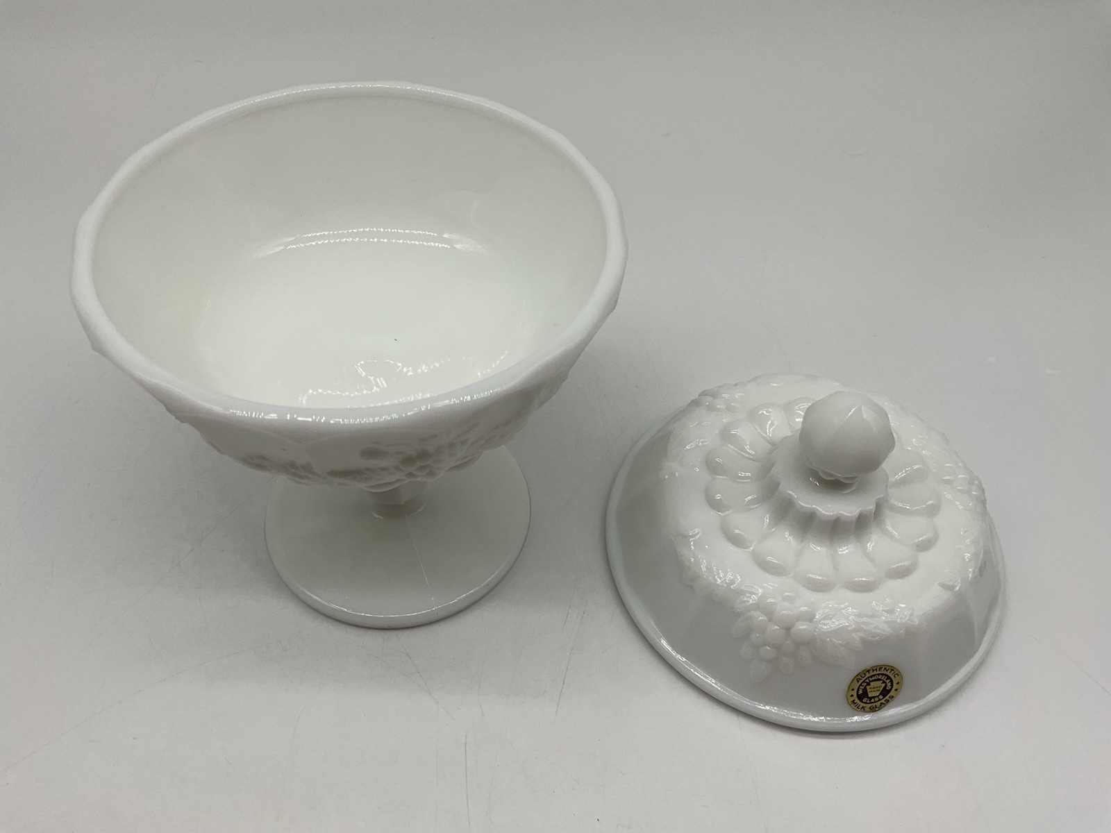 Westmoreland Milk Glass Covered Vintagee Candy Dish Marked Made in USA Collectib