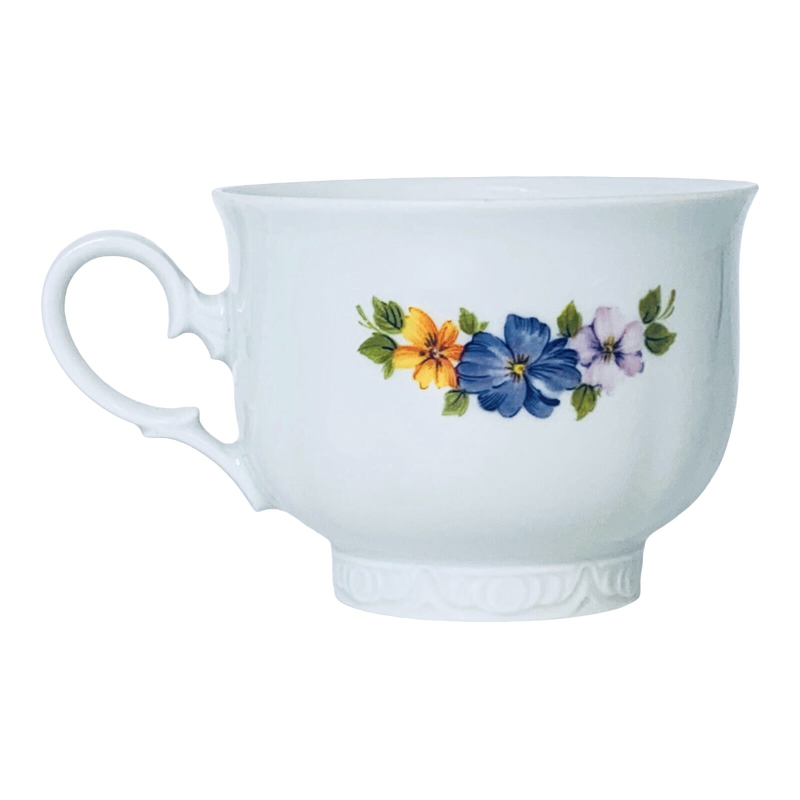VTG Mitterteich Mulitcolored Flowers Embossed Porcelain Footed Cup Germany NEW
