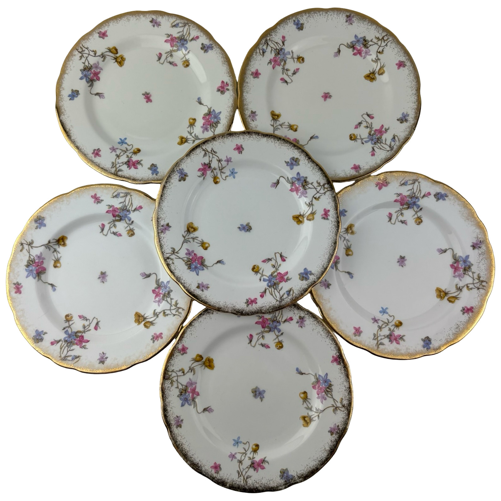 Royal Stafford Violets Pompadour Bread Plates Set of 6 VTG 6 1/4″ Floral England