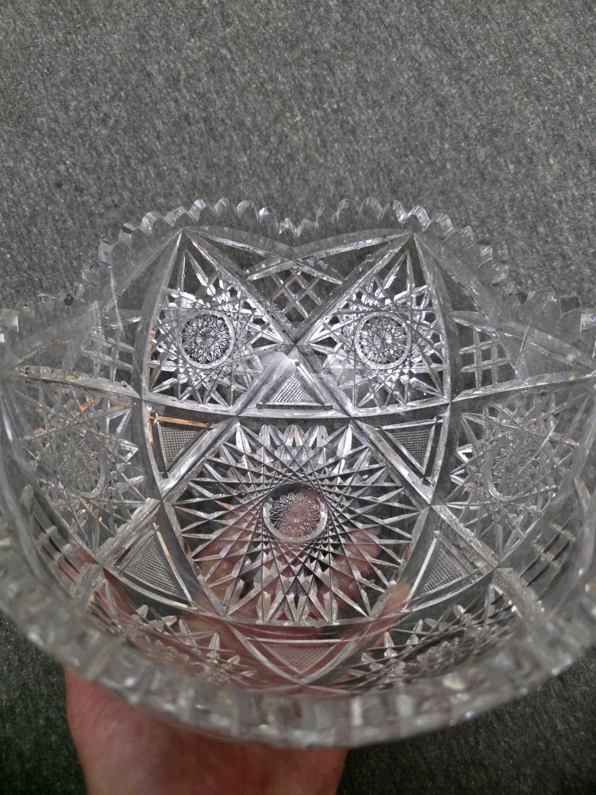 10” American Brilliant Period Cut Glass Bowl – Large Antique ABP Crystal Deep