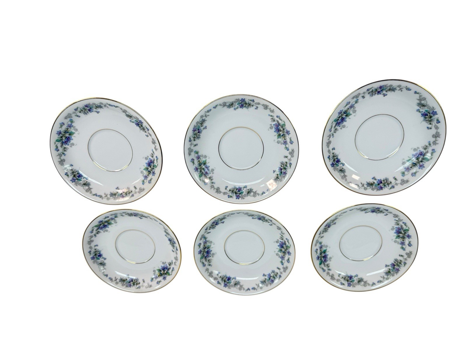 Set of 6 Noritake Violette 3054 Saucers – Excellent Condition – Gold Trim -Japan